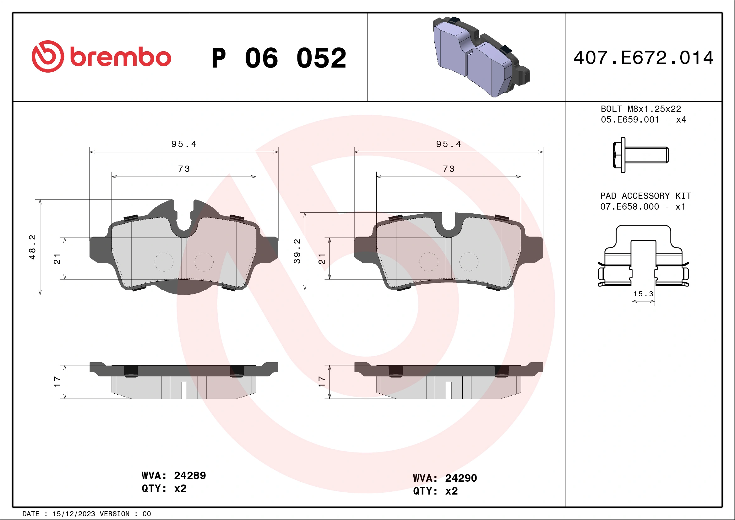 Brake Pad Set, disc brake PRIME LINE P 06 052