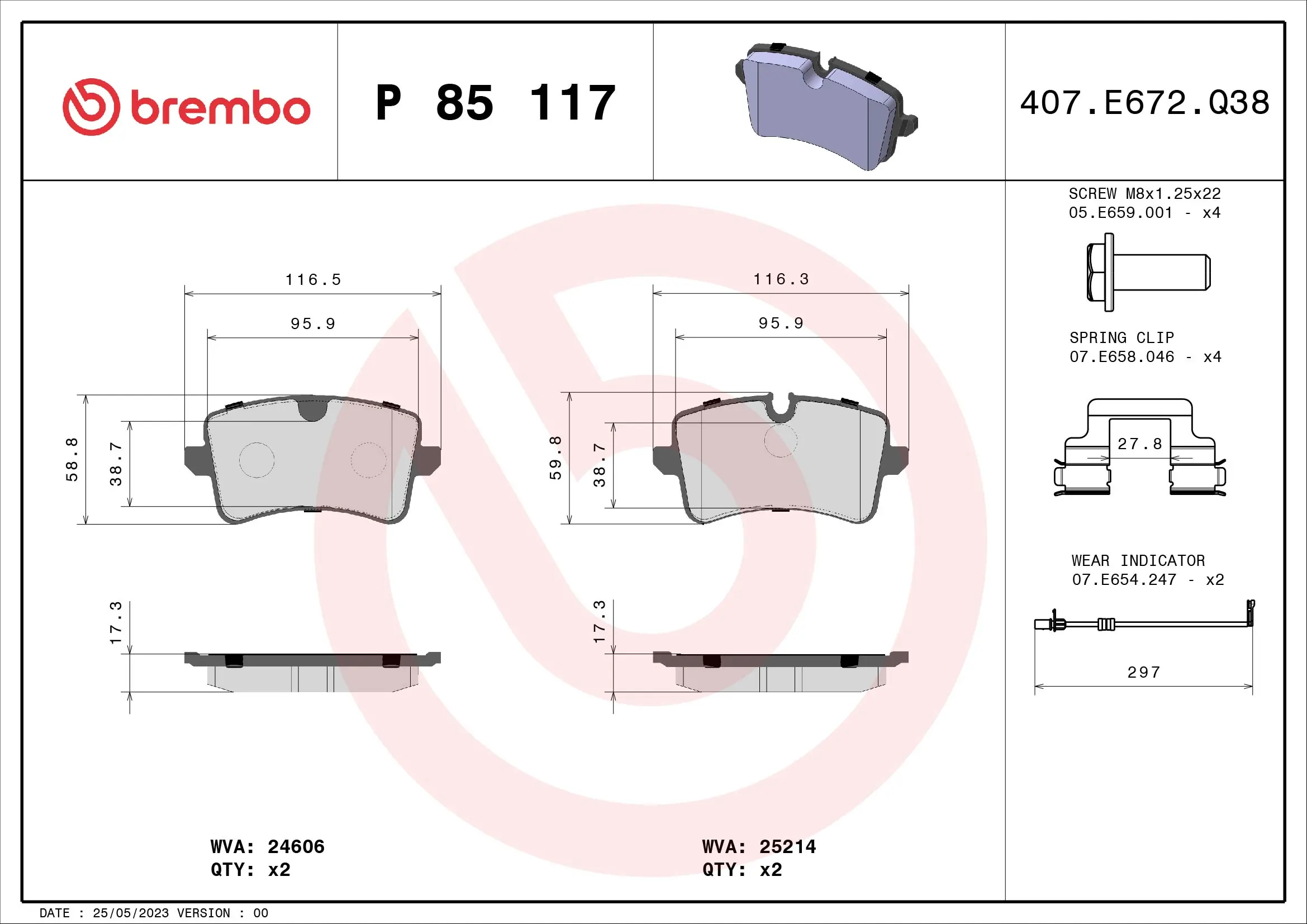 Brake Pad Set, disc brake PRIME LINE P 85 117