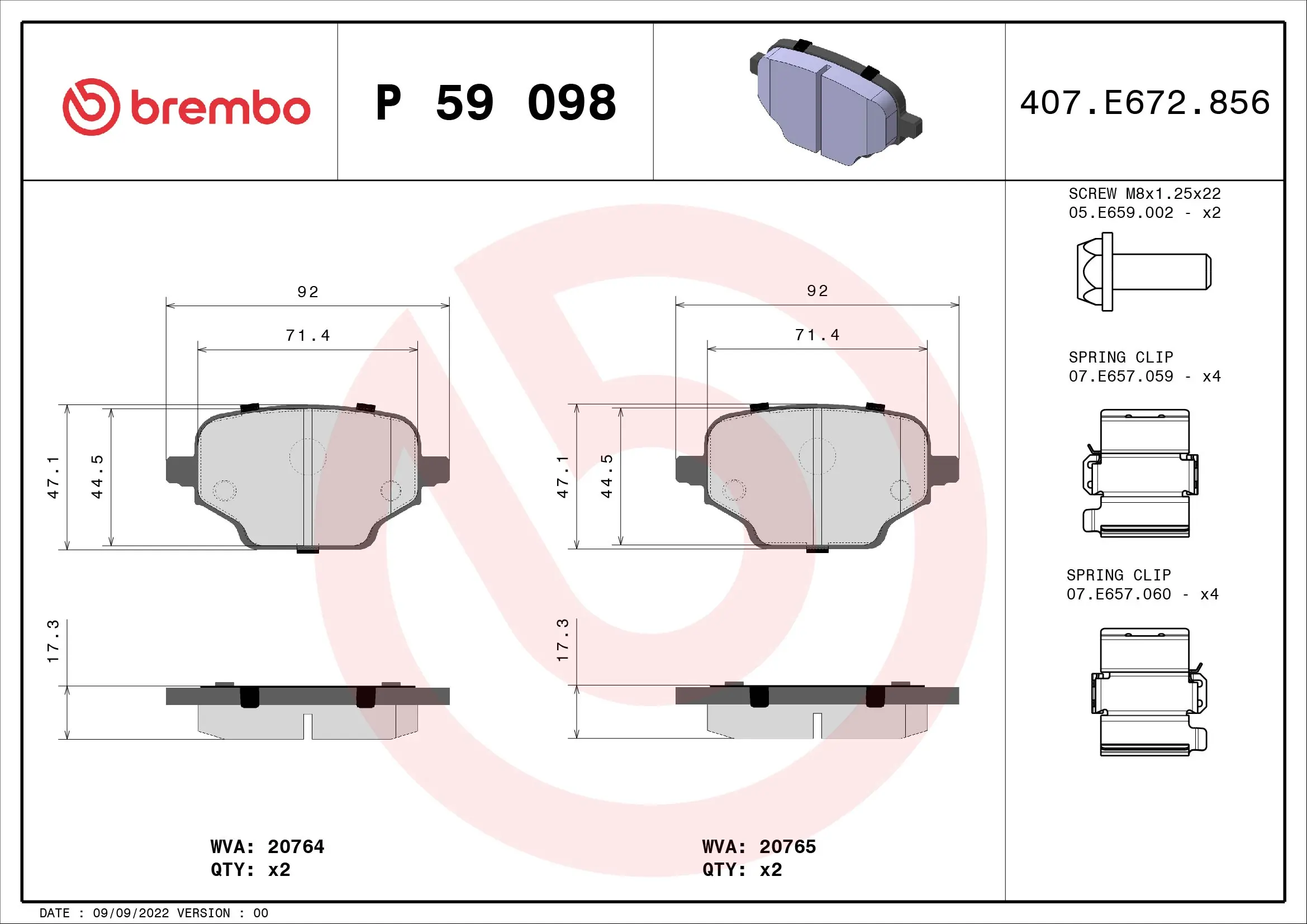 Brake Pad Set, disc brake PRIME LINE P 59 098