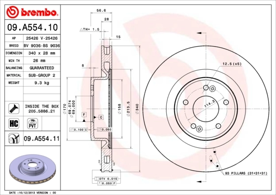 Brake Disc PRIME LINE - UV Coated 09.A554.11