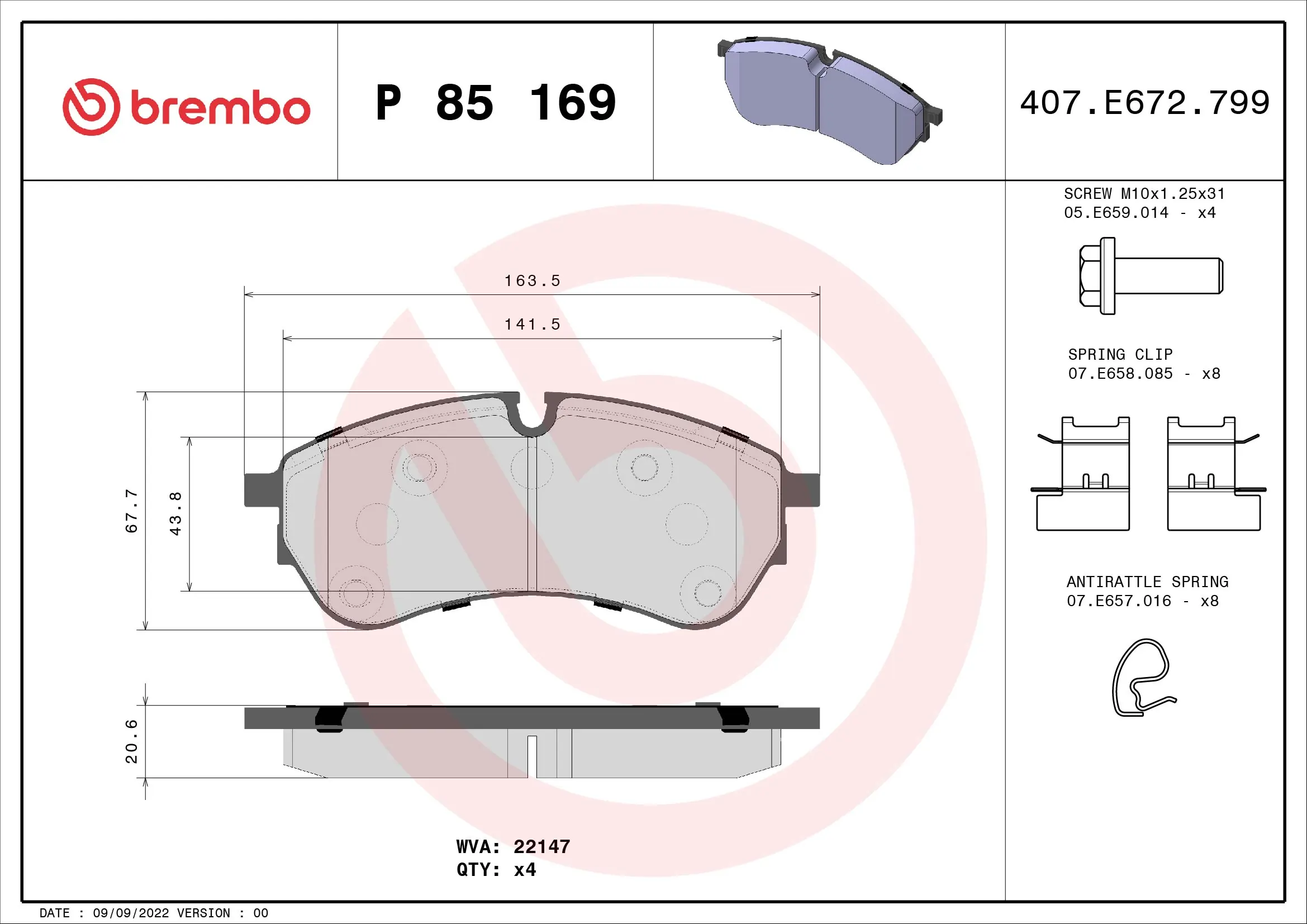 Brake Pad Set, disc brake PRIME LINE P 85 169