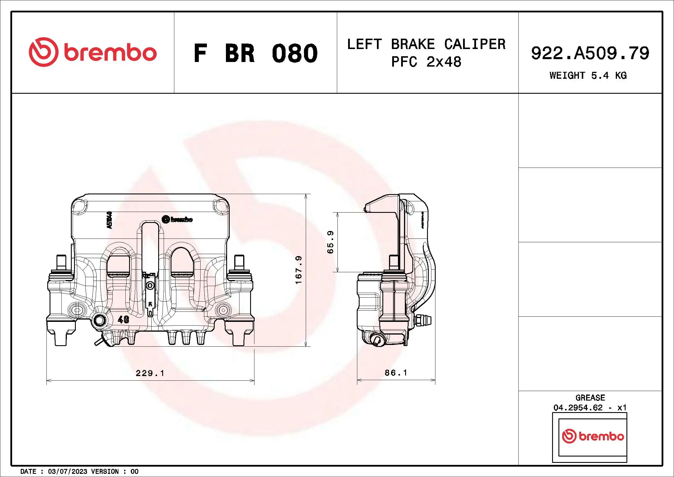 Brake Caliper PRIME LINE F BR 080