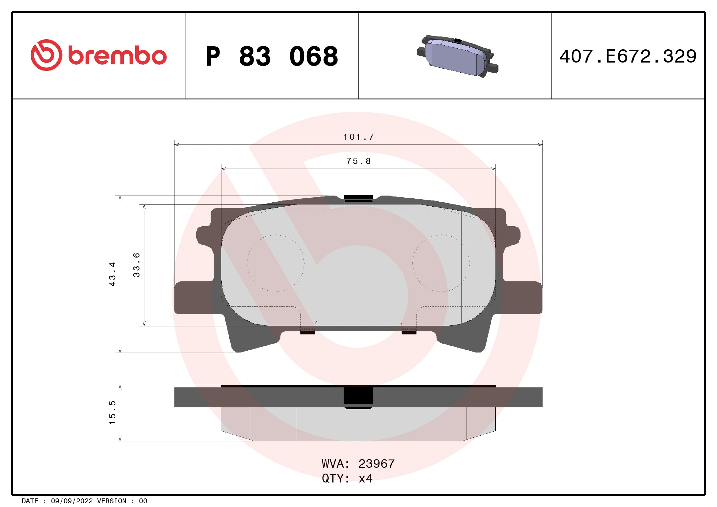 Brake Pad Set, disc brake PRIME LINE P 83 068