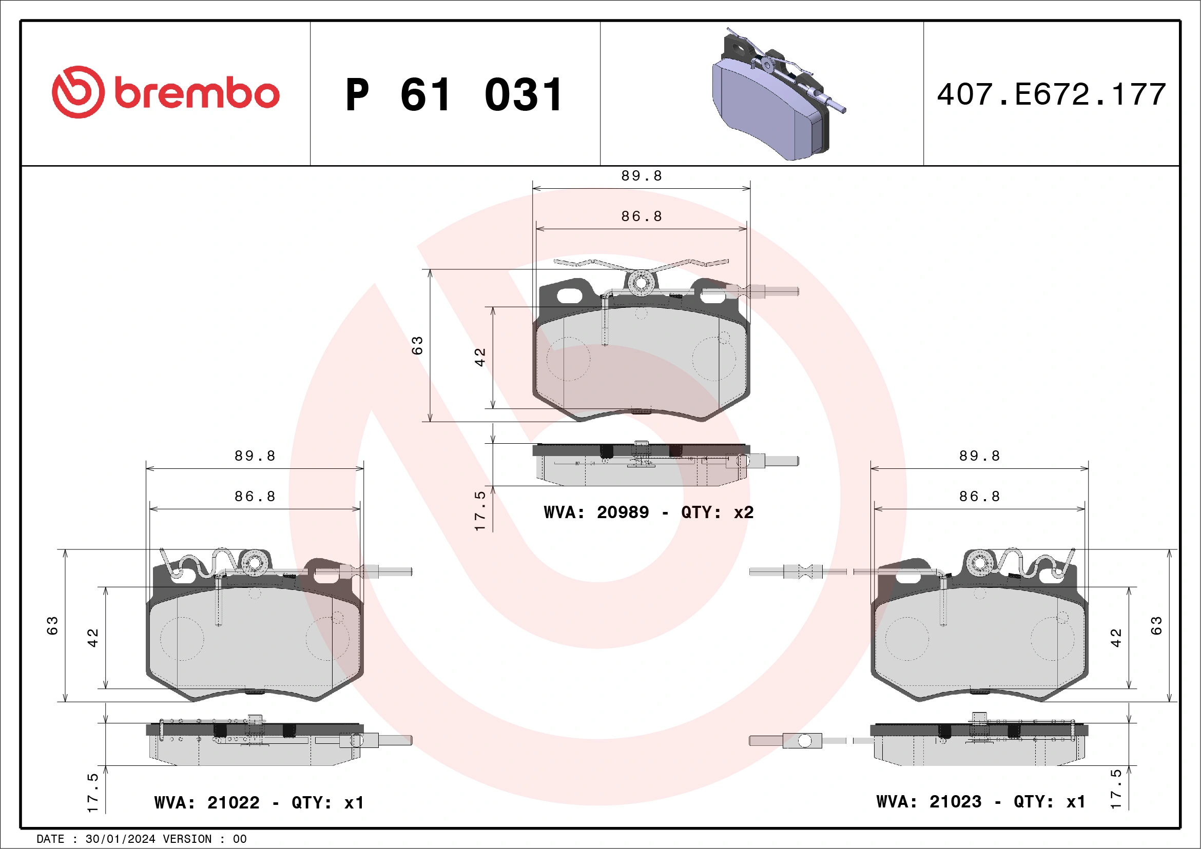 Brake Pad Set, disc brake PRIME LINE P 61 031