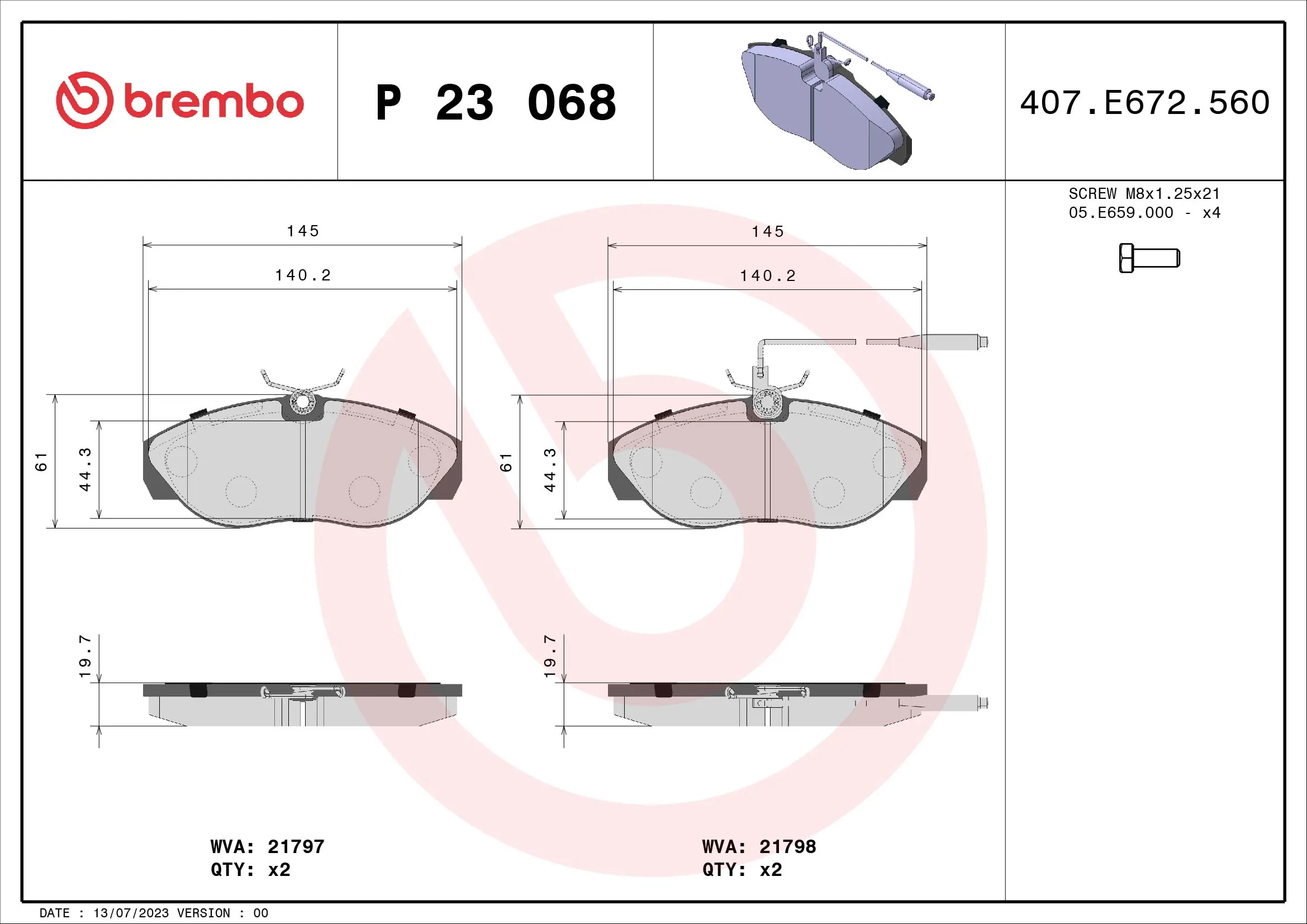 Brake Pad Set, disc brake PRIME LINE P 23 068
