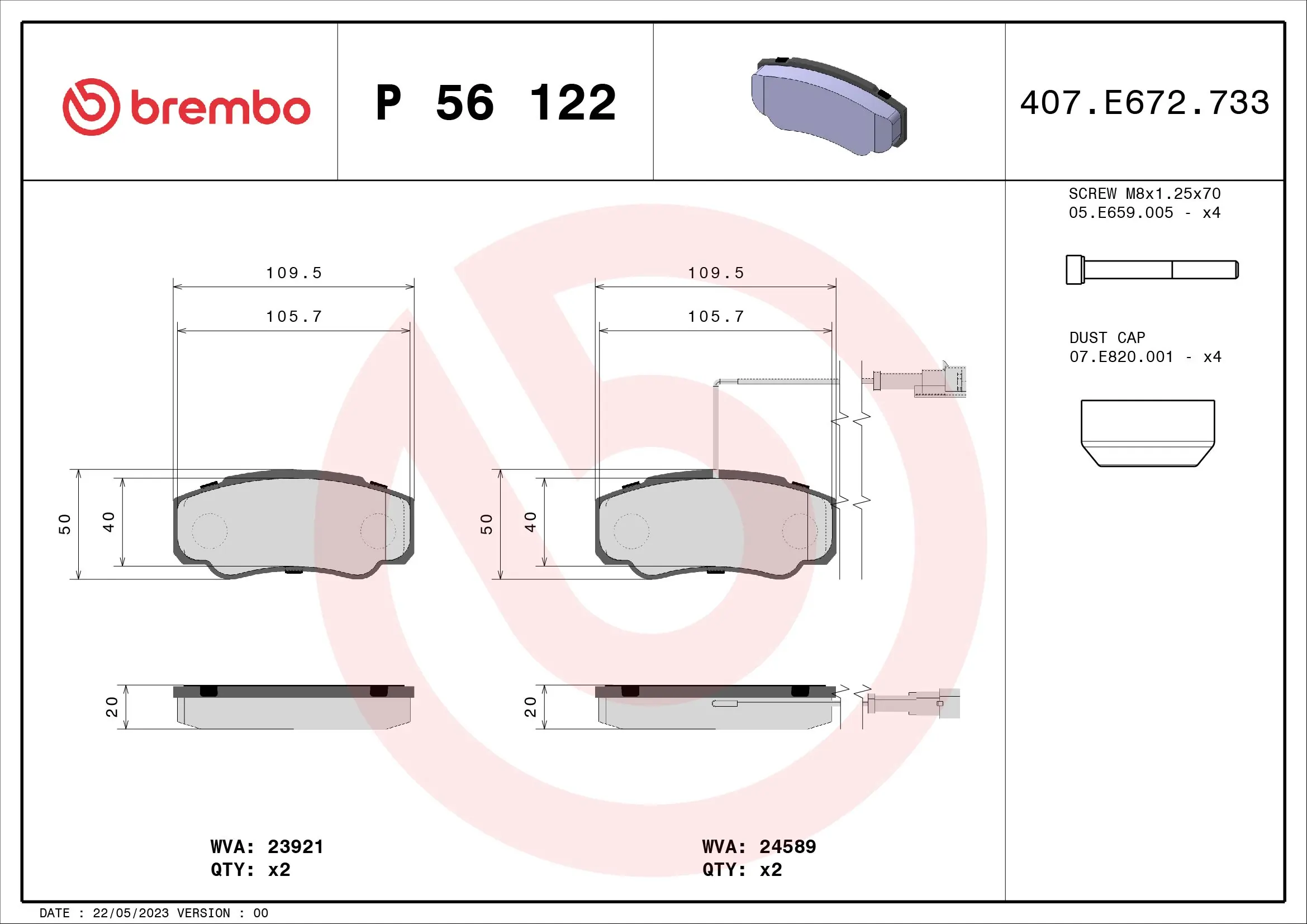 Brake Pad Set, disc brake PRIME LINE P 56 122