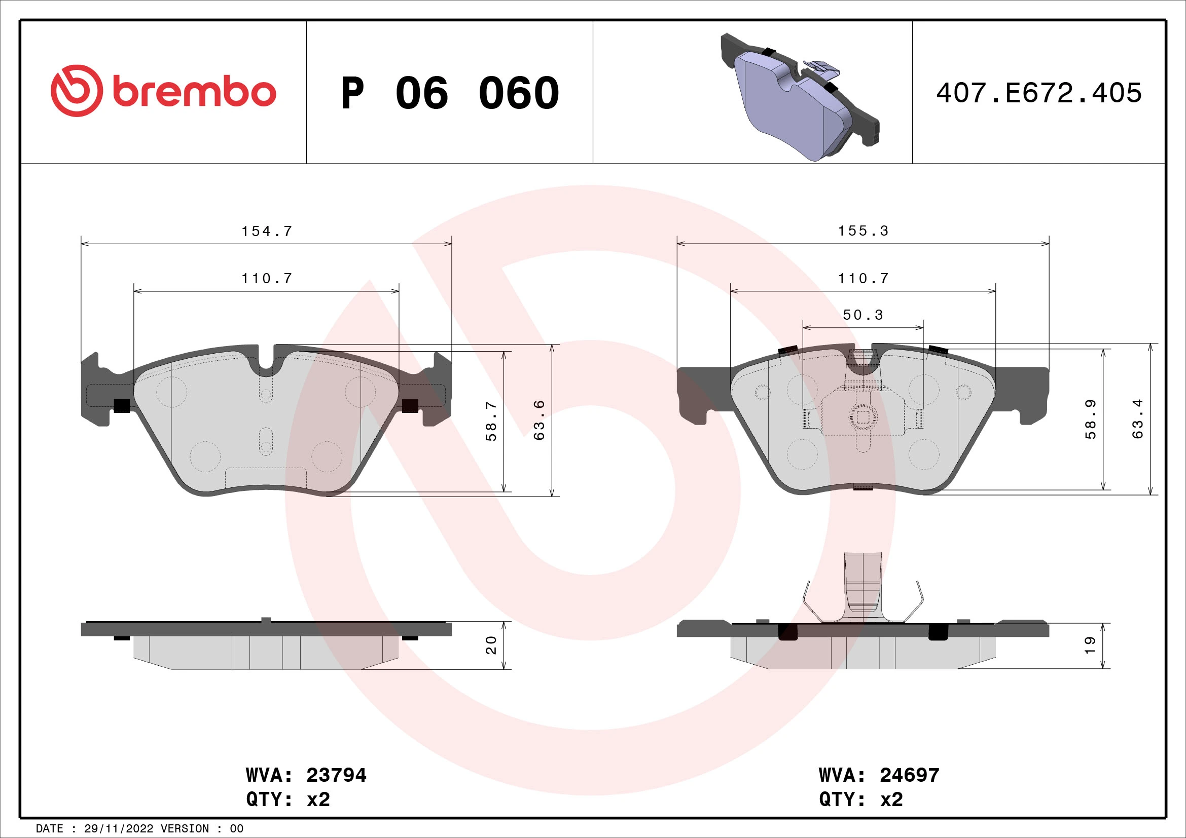 Brake Pad Set, disc brake PRIME LINE P 06 060