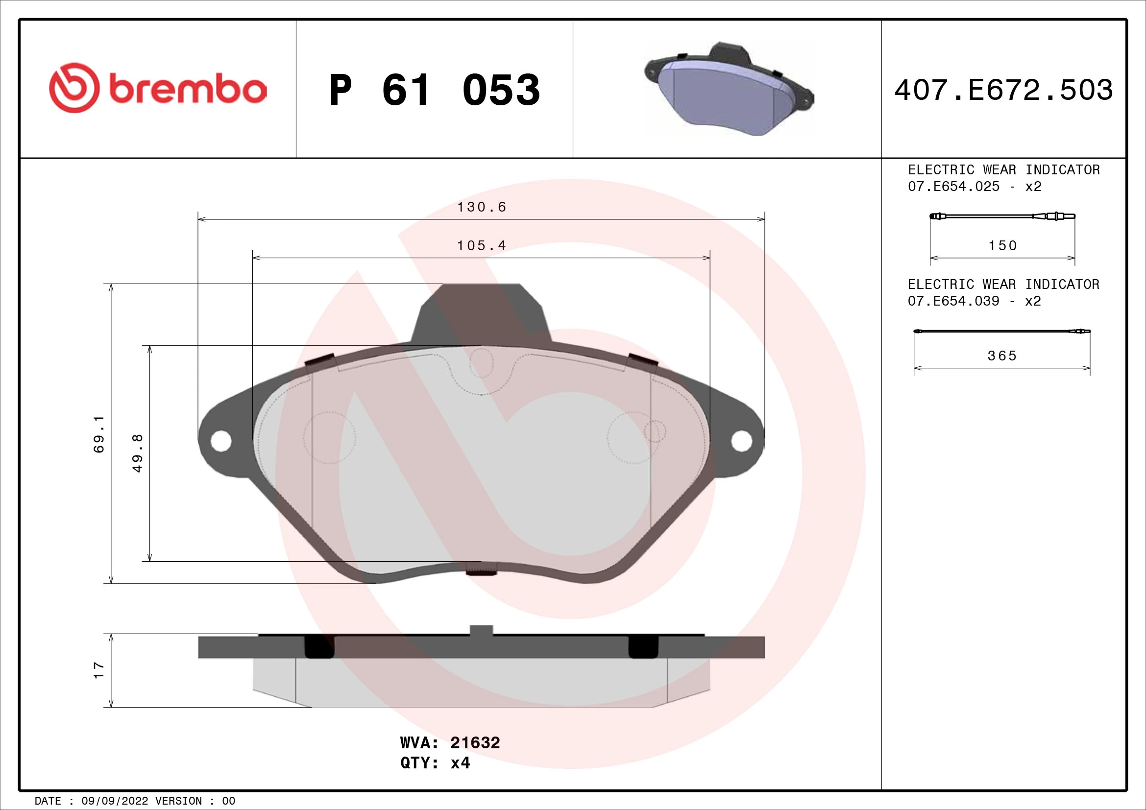 Brake Pad Set, disc brake PRIME LINE P 61 053