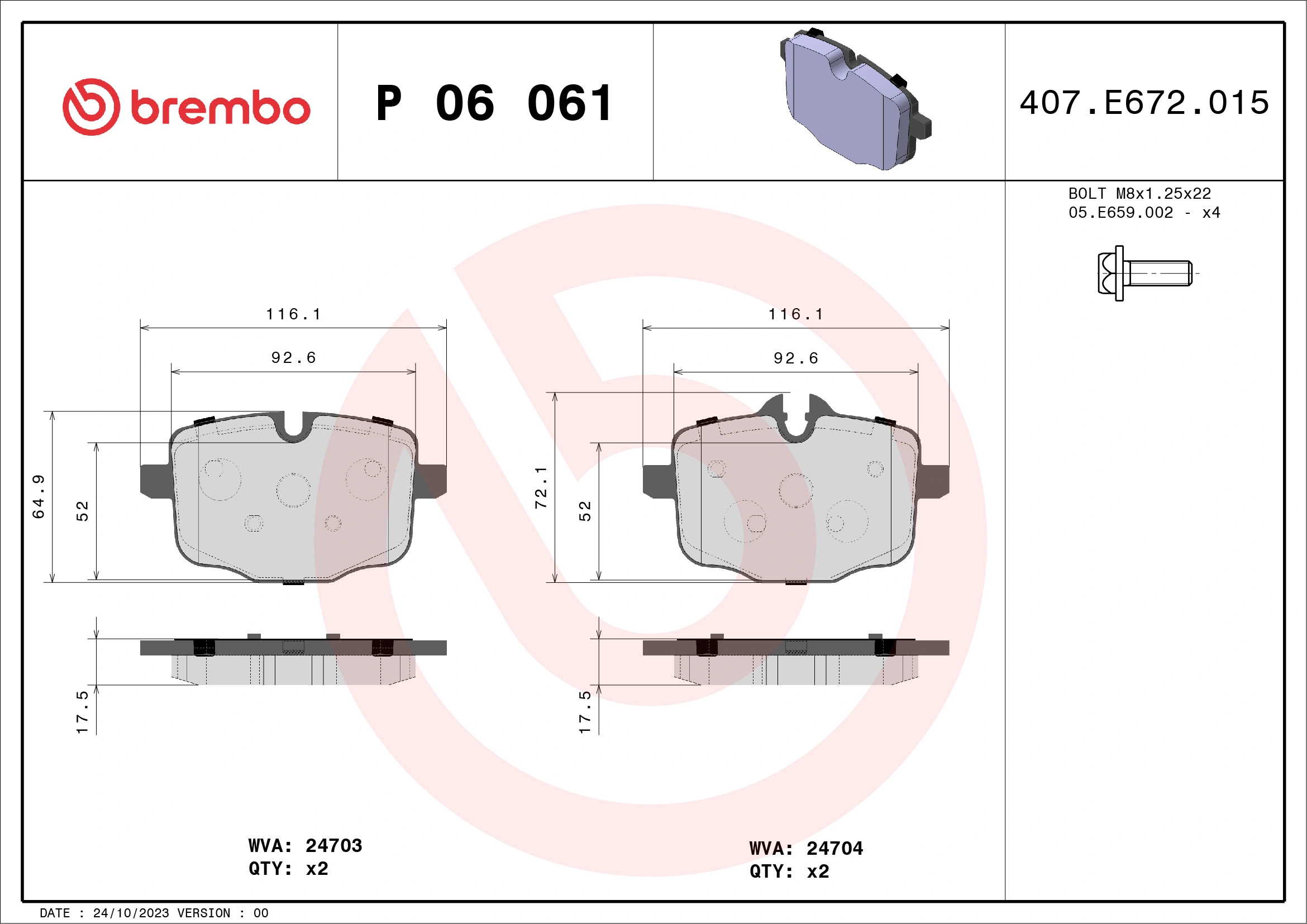 Brake Pad Set, disc brake PRIME LINE P 06 061