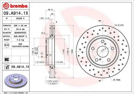 Brake Disc XTRA LINE - Xtra 09.A914.1X