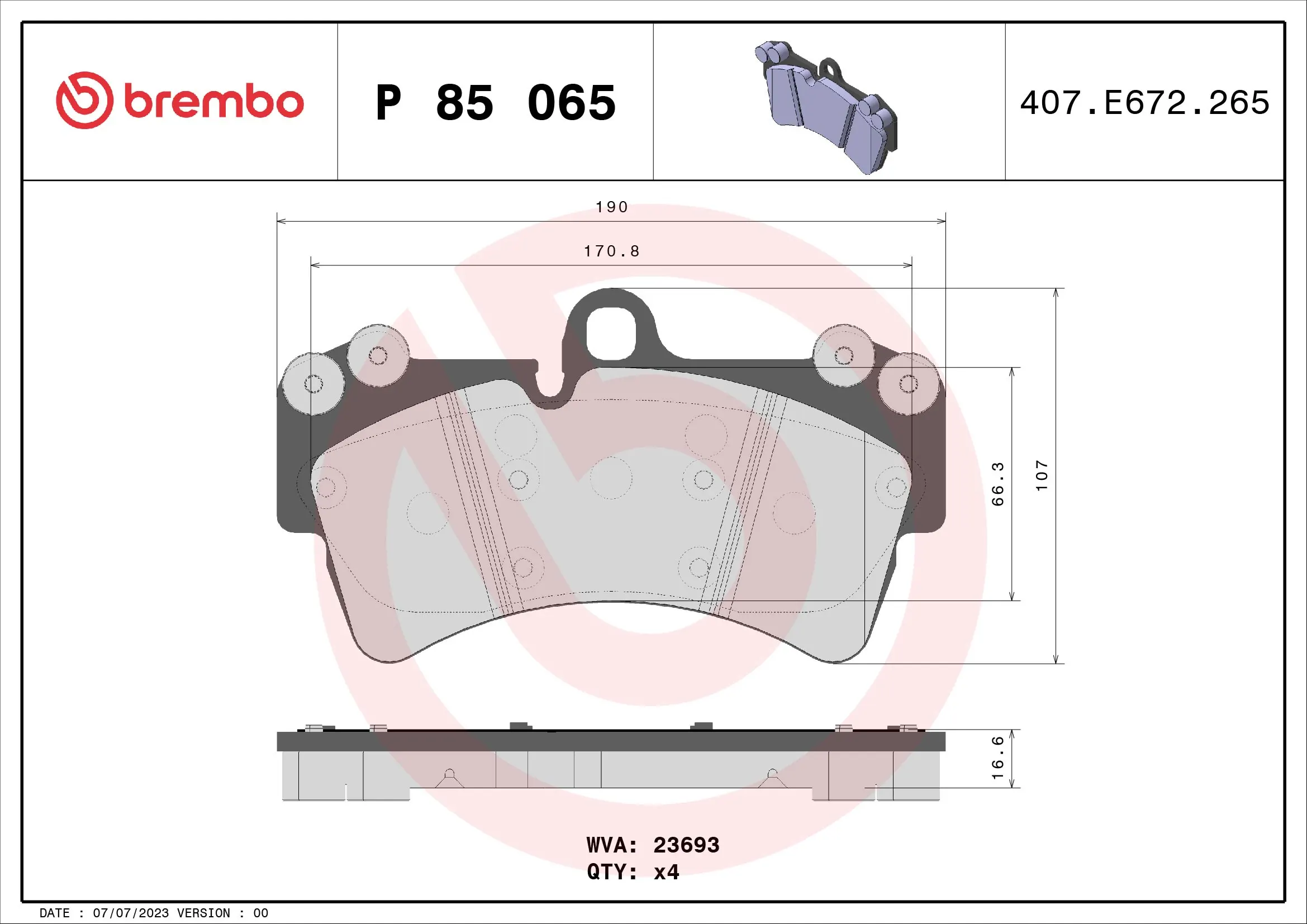 Brake Pad Set, disc brake PRIME LINE P 85 065