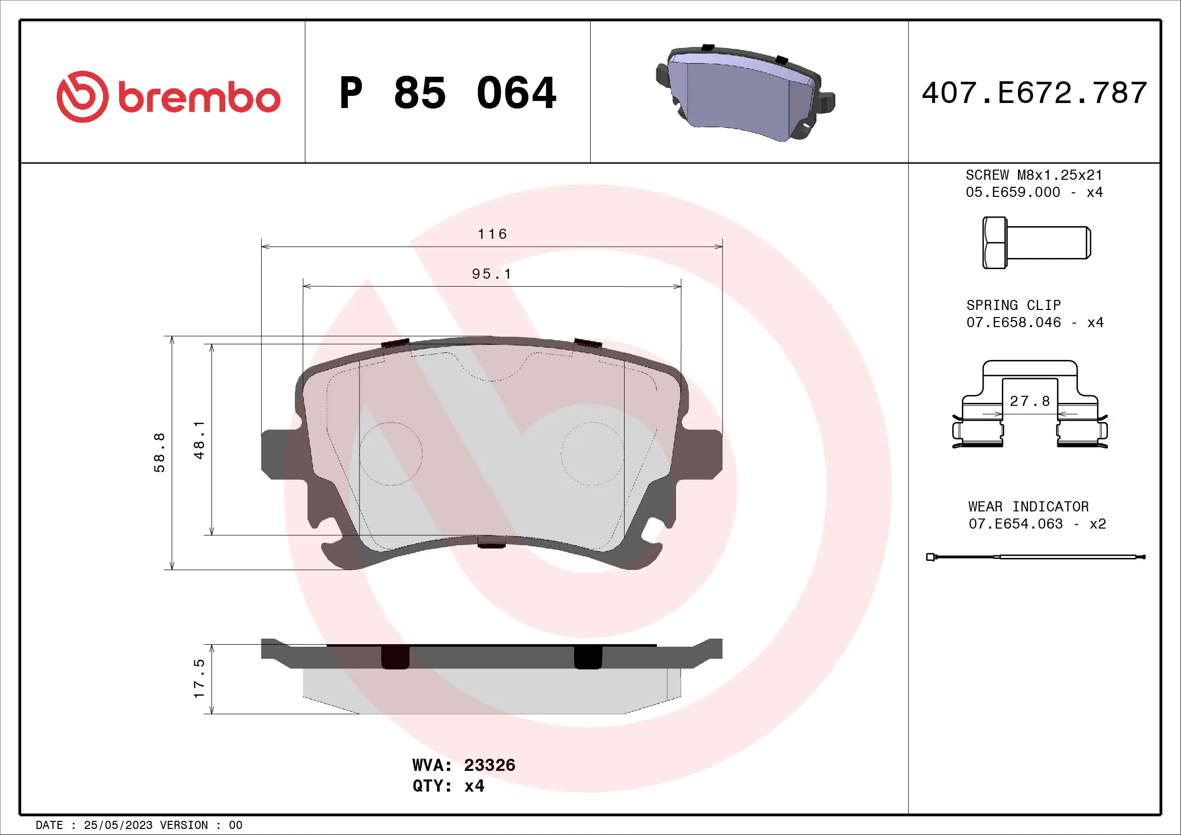 Brake Pad Set, disc brake PRIME LINE P 85 064