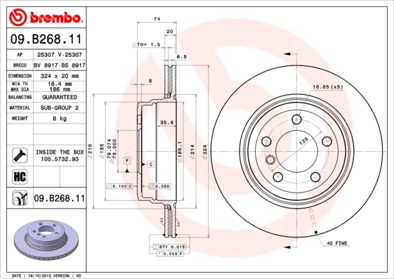 Brake Disc PRIME LINE - UV Coated 09.B268.11