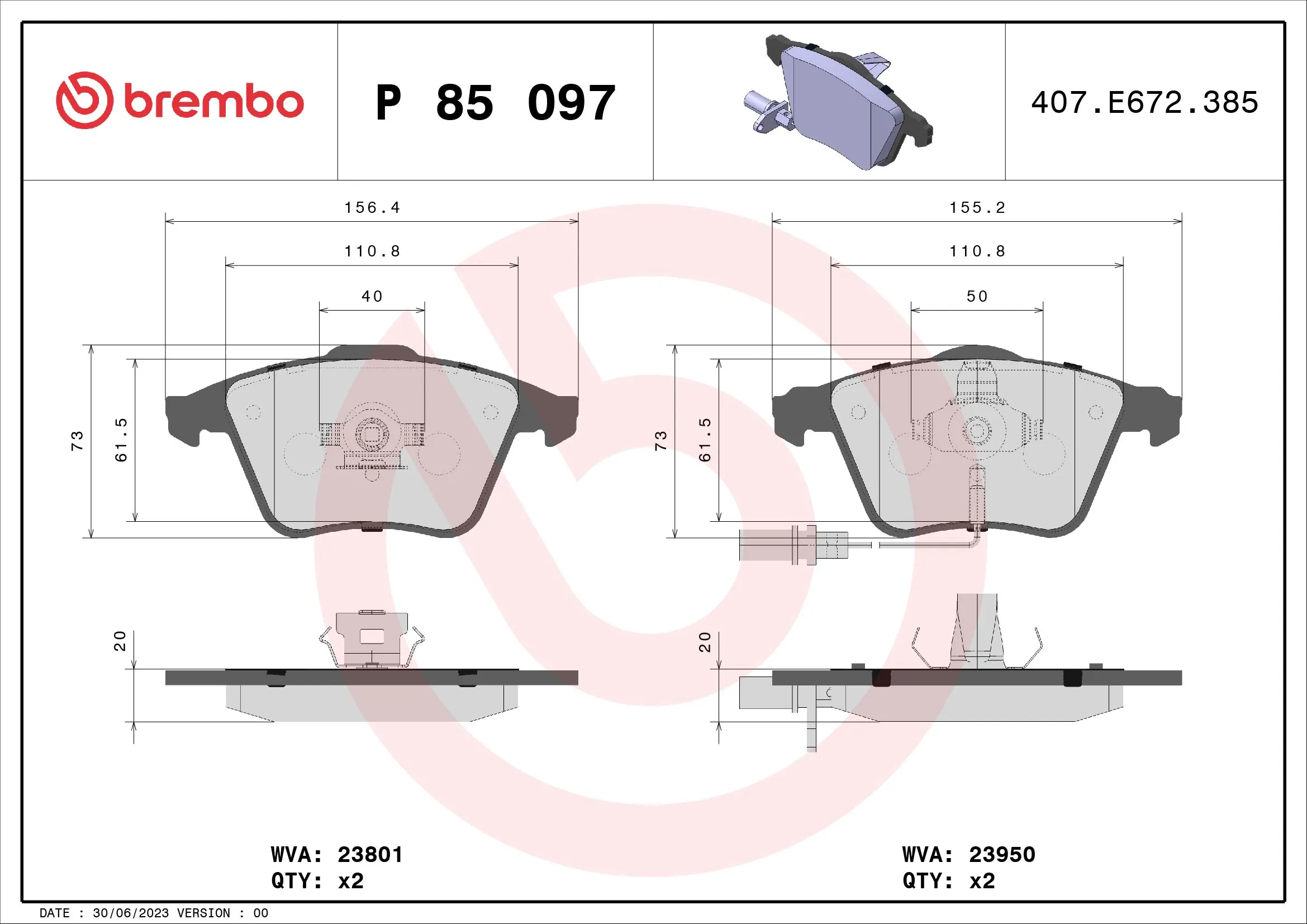 Brake Pad Set, disc brake PRIME LINE P 85 097