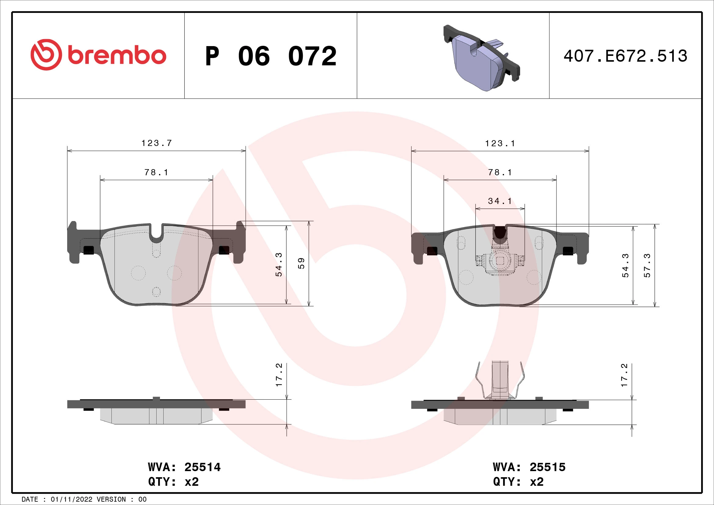 Brake Pad Set, disc brake PRIME LINE P 06 072