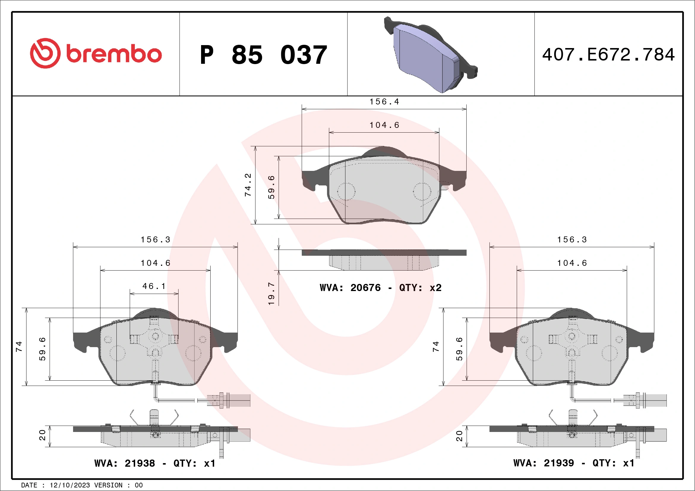 Brake Pad Set, disc brake PRIME LINE P 85 037