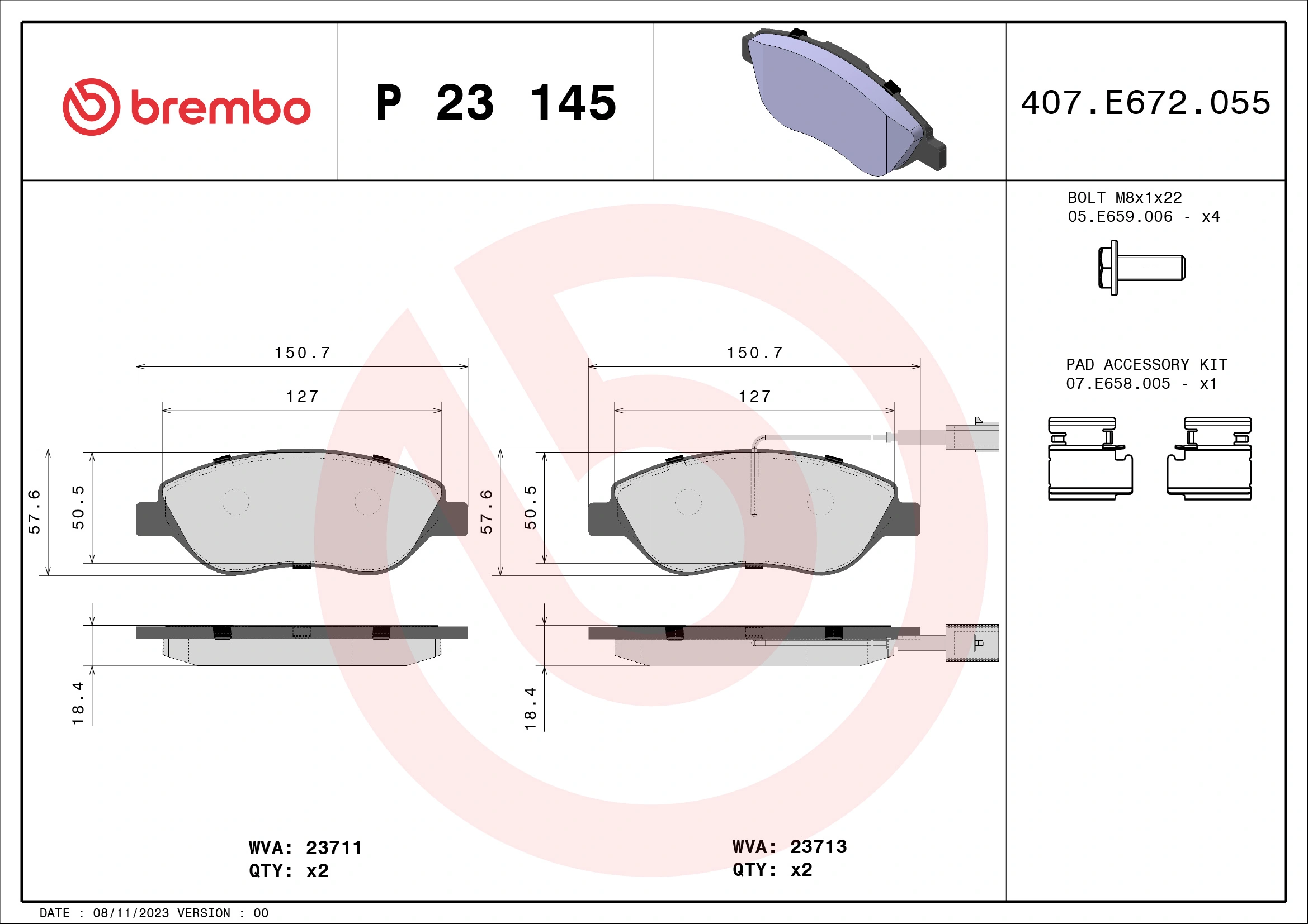 Brake Pad Set, disc brake PRIME LINE P 23 145