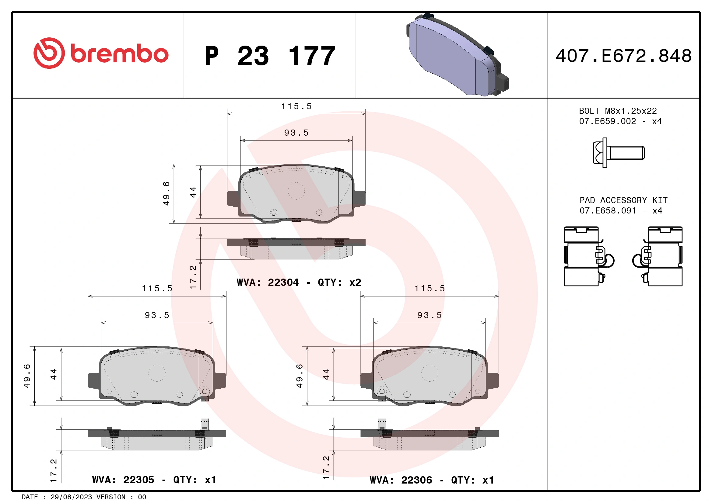 Brake Pad Set, disc brake PRIME LINE P 23 177