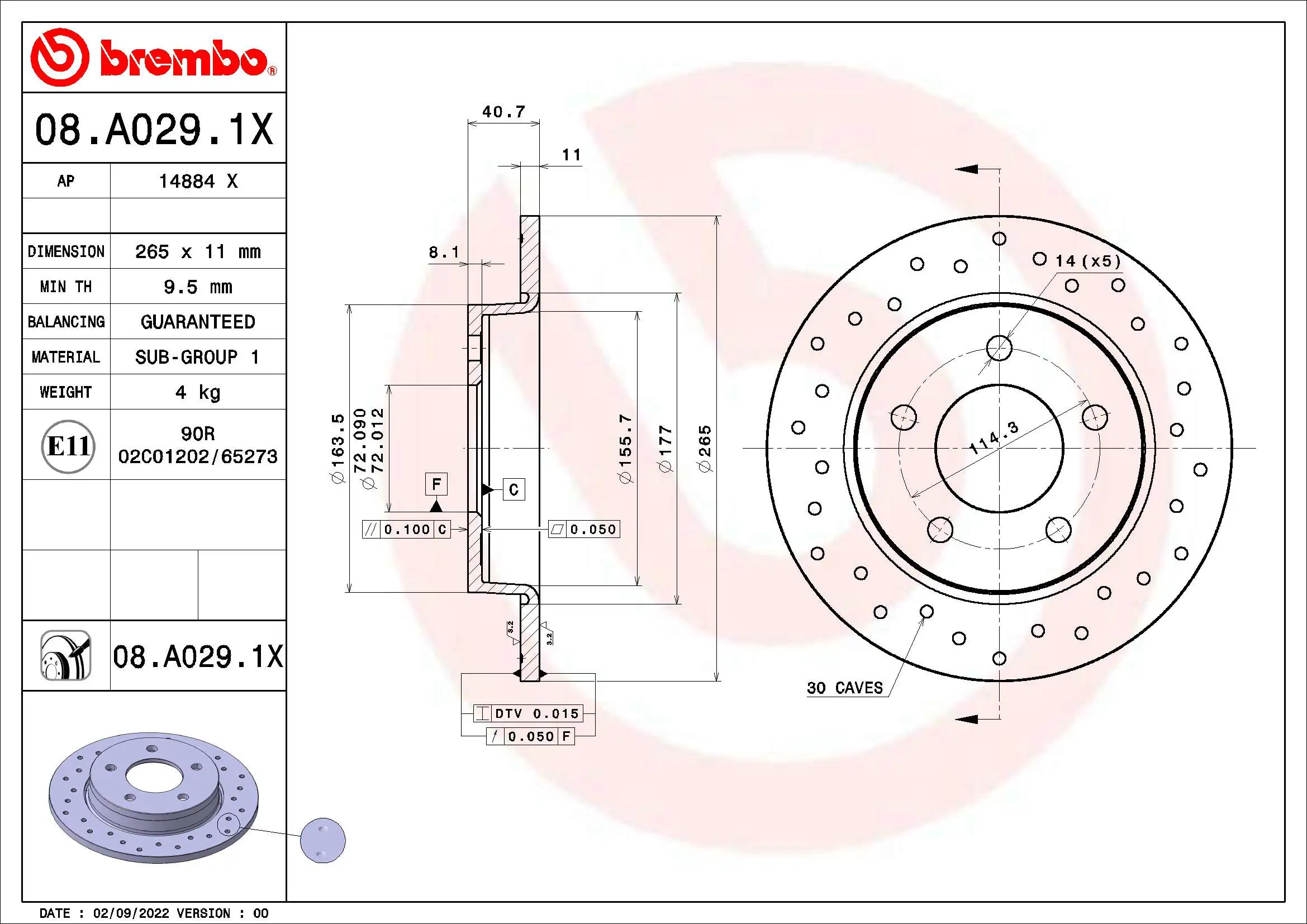 Brake Disc XTRA LINE - Xtra 08.A029.1X