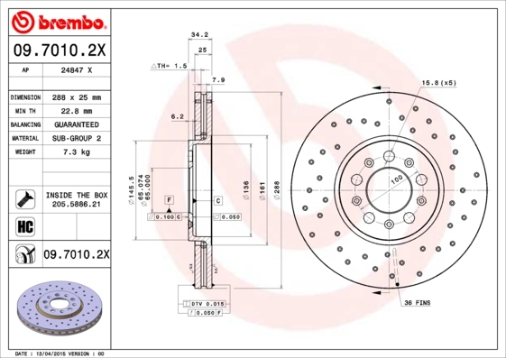 Brake Disc XTRA LINE - Xtra 09.7010.2X