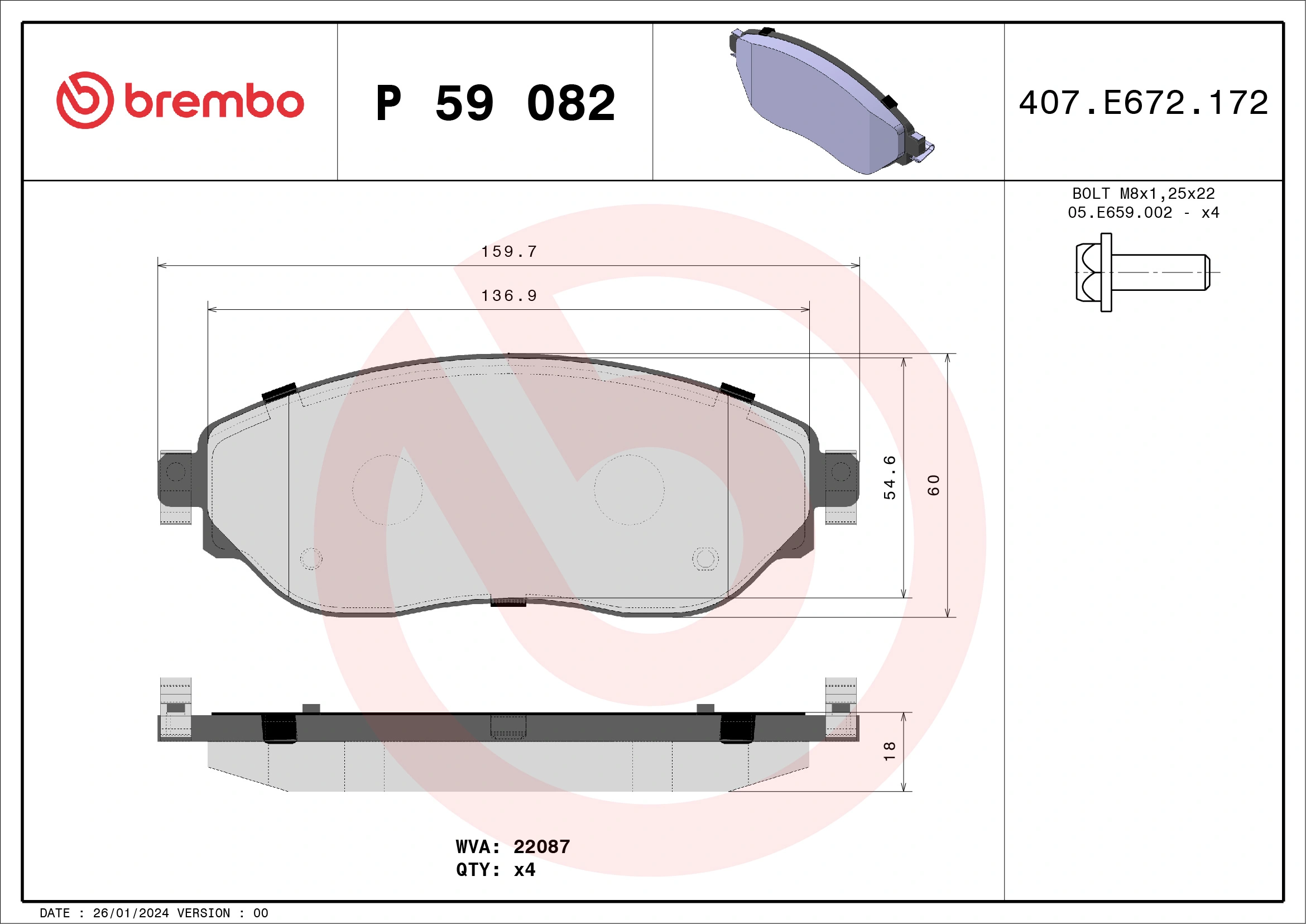 Brake Pad Set, disc brake PRIME LINE P 59 082