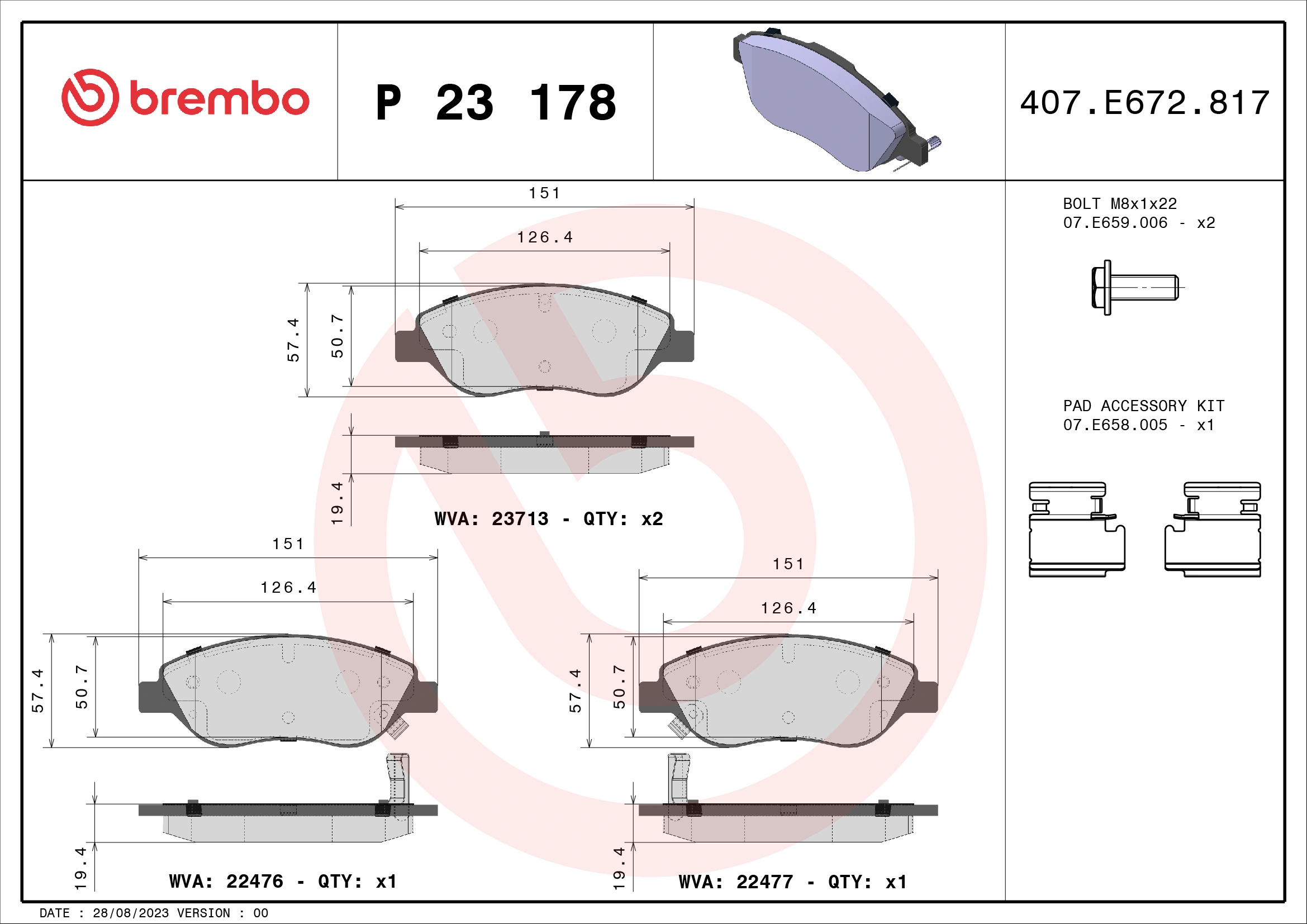 Brake Pad Set, disc brake PRIME LINE P 23 178