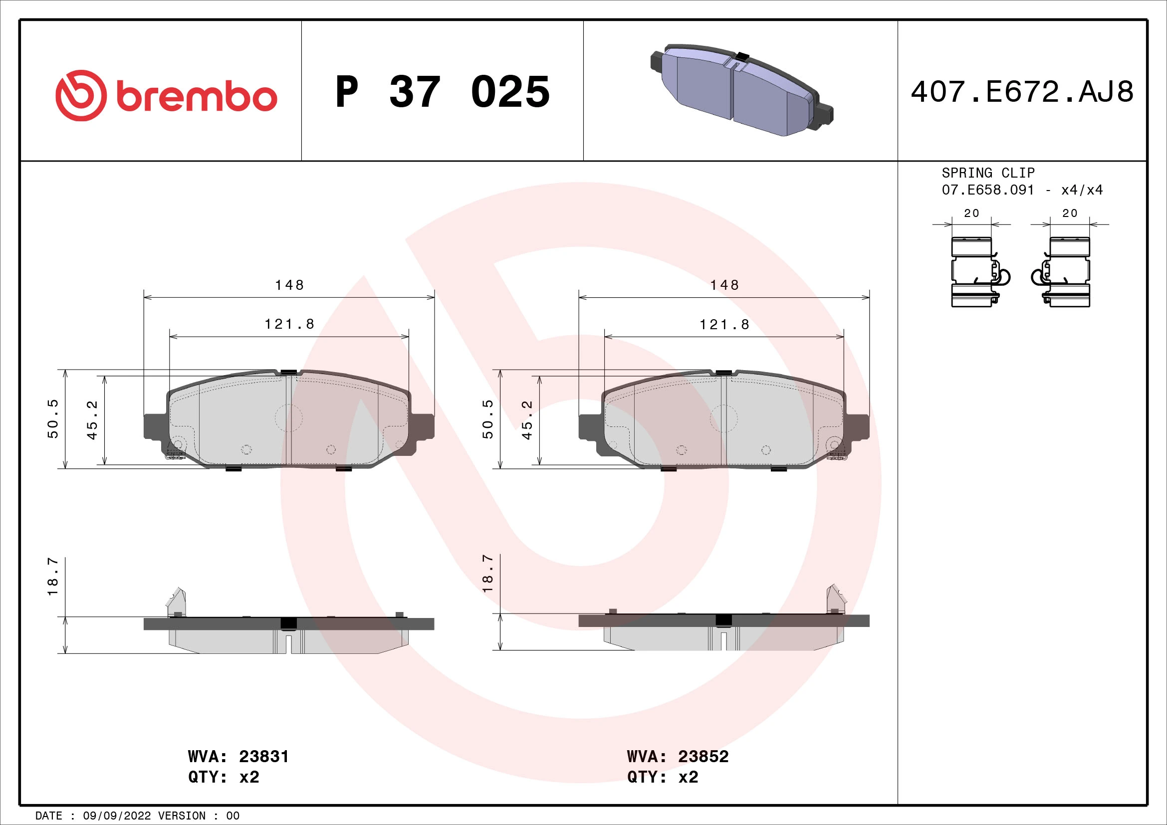 Brake Pad Set, disc brake PRIME LINE P 37 025