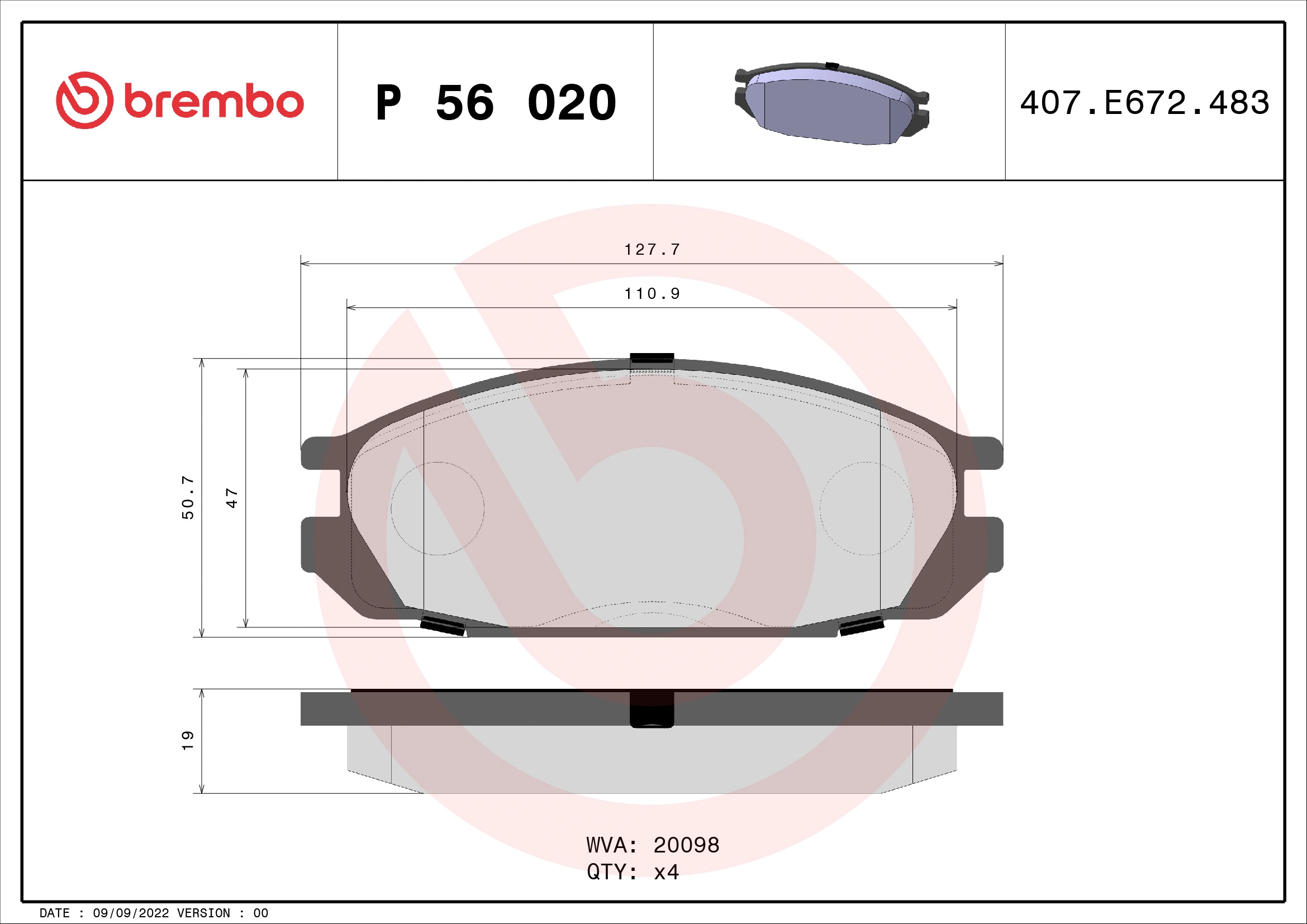 Brake Pad Set, disc brake PRIME LINE P 56 020