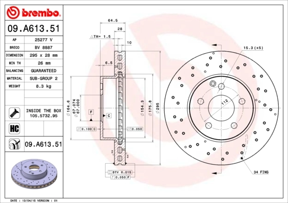 Brake Disc PRIME LINE - UV Coated 09.A613.51