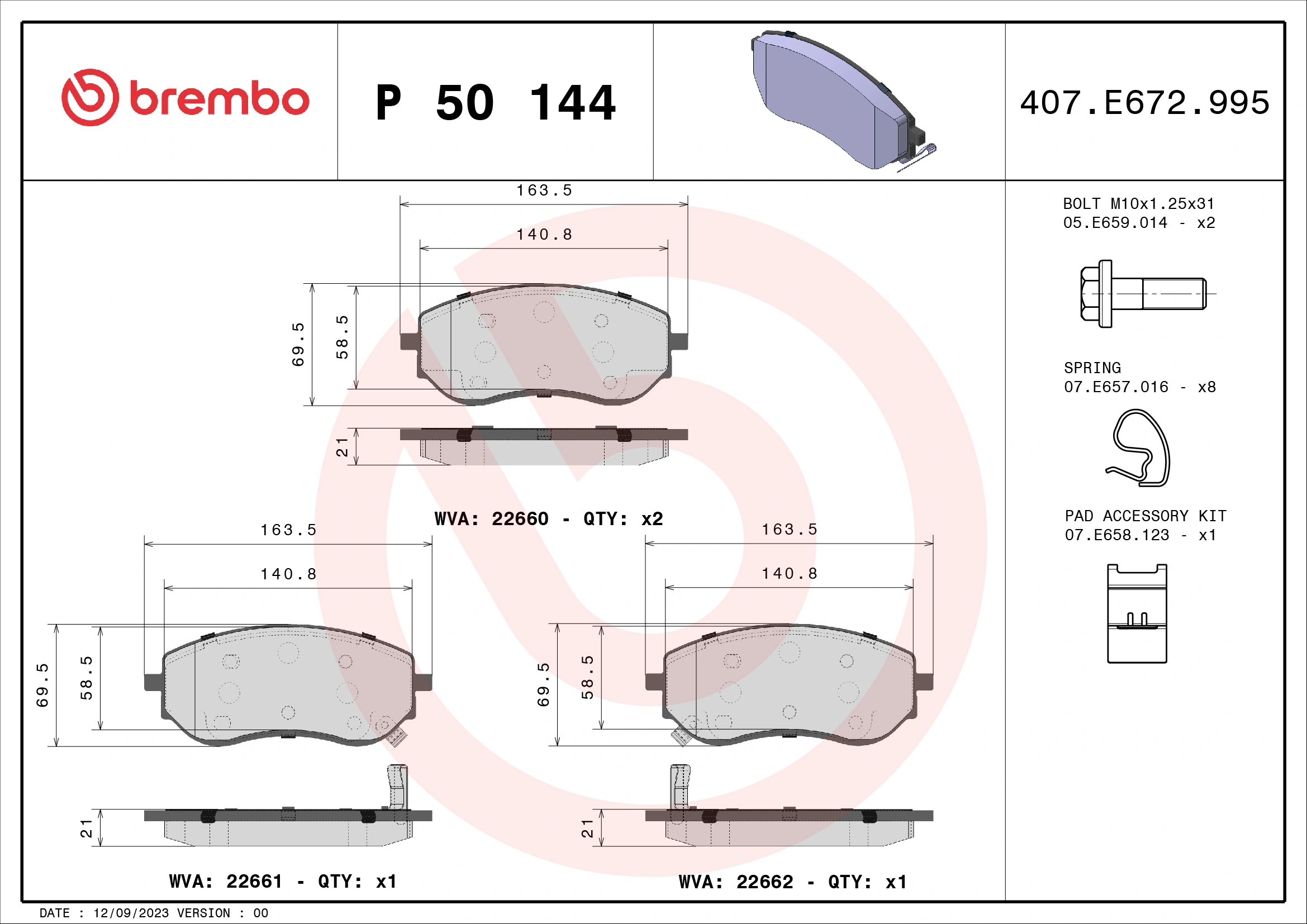 Brake Pad Set, disc brake PRIME LINE P 50 144