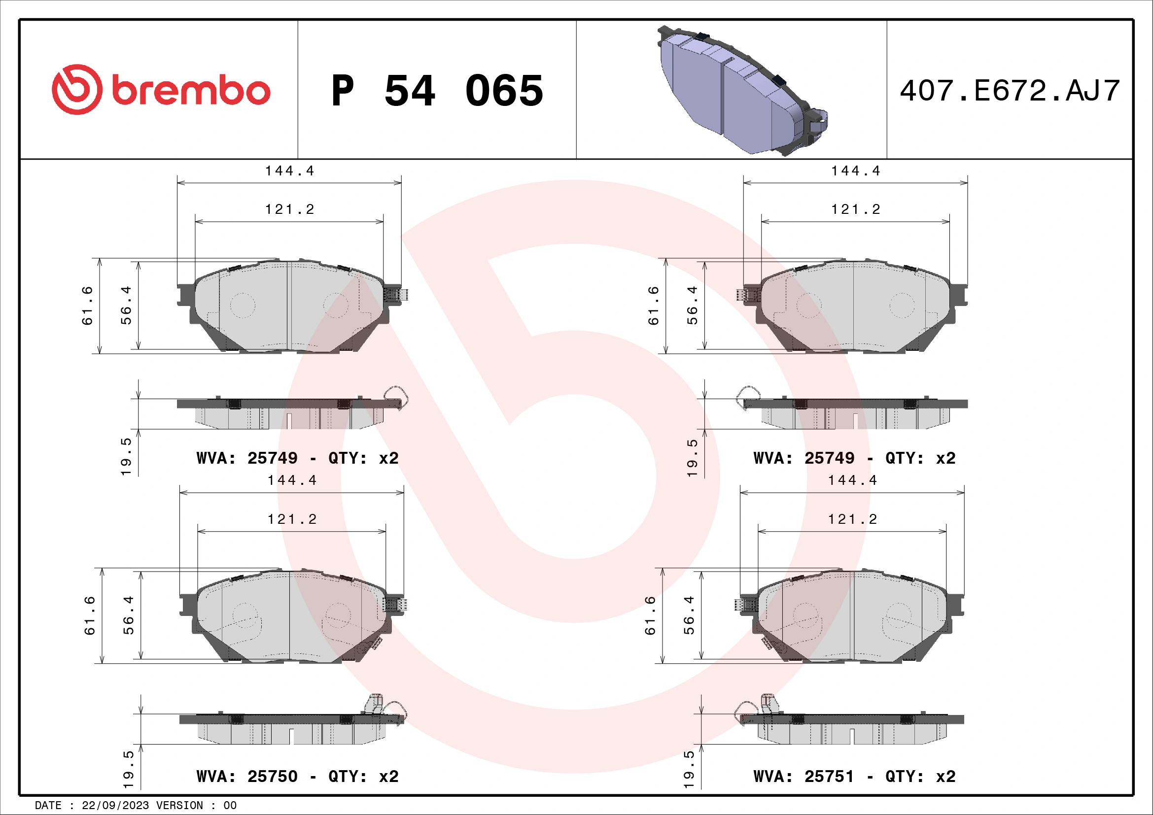 Brake Pad Set, disc brake PRIME LINE P 54 065