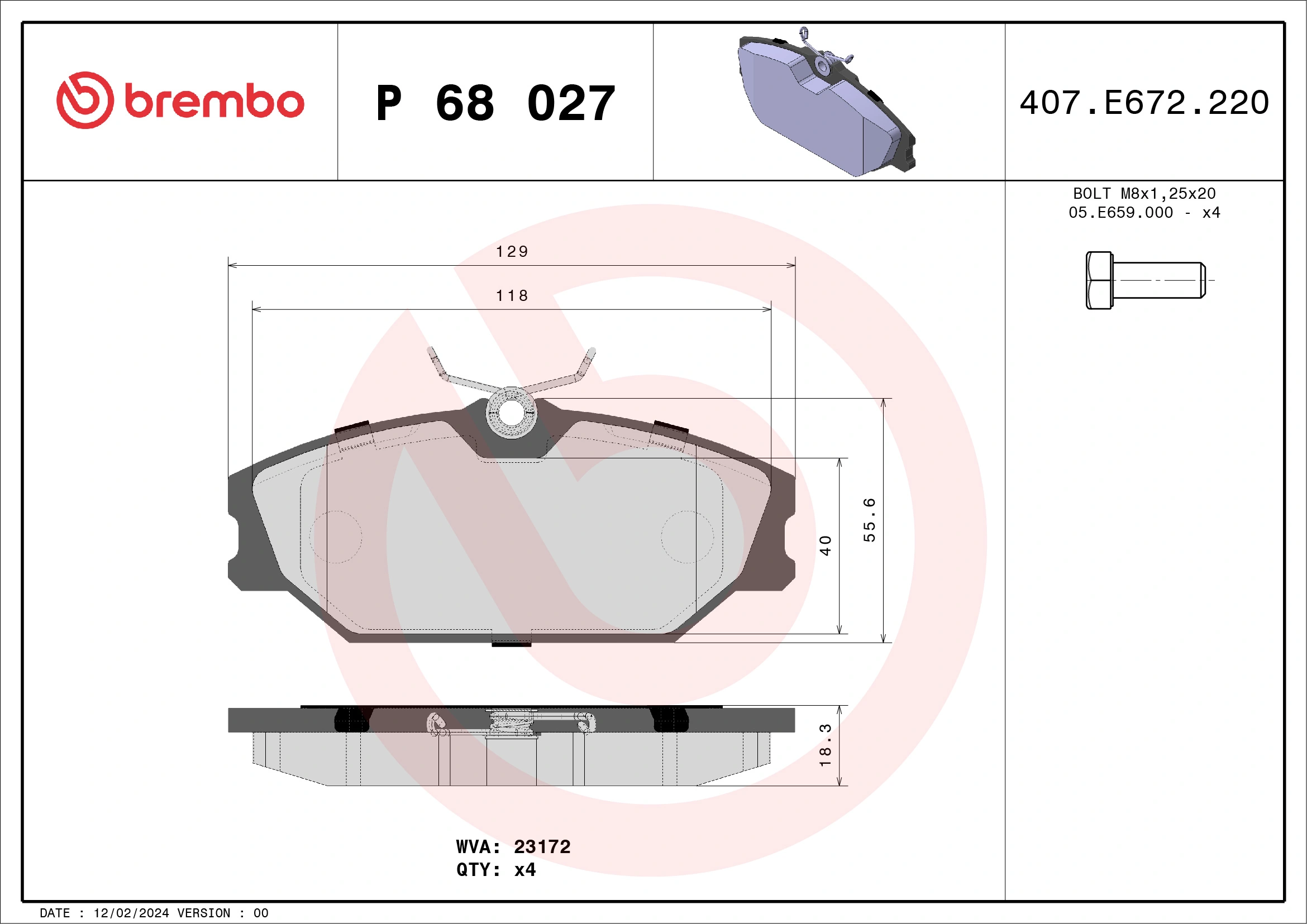 Brake Pad Set, disc brake PRIME LINE P 68 027