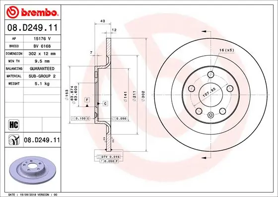 Brake Disc PRIME LINE - UV Coated 08.D249.11