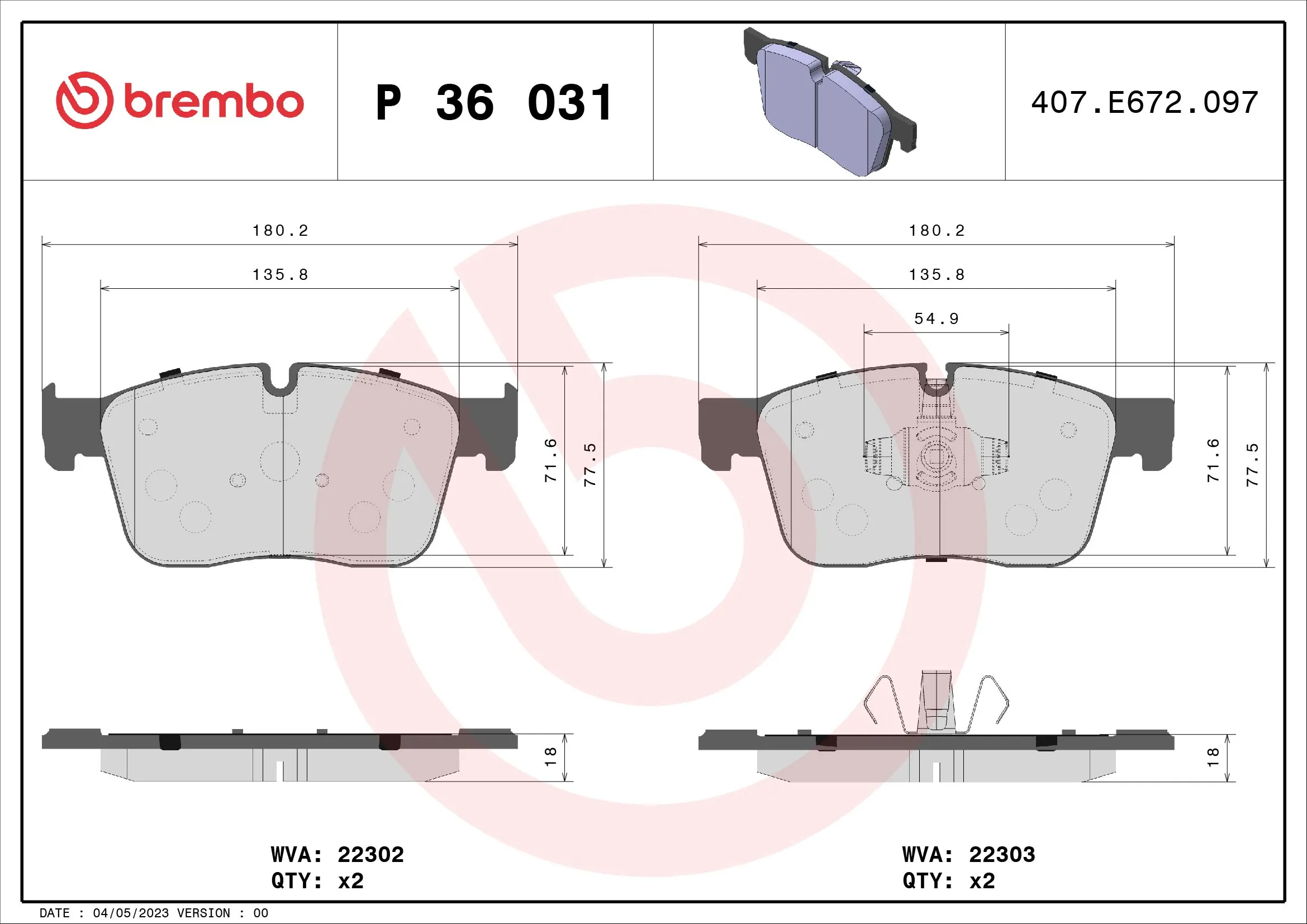 Brake Pad Set, disc brake PRIME LINE P 36 031