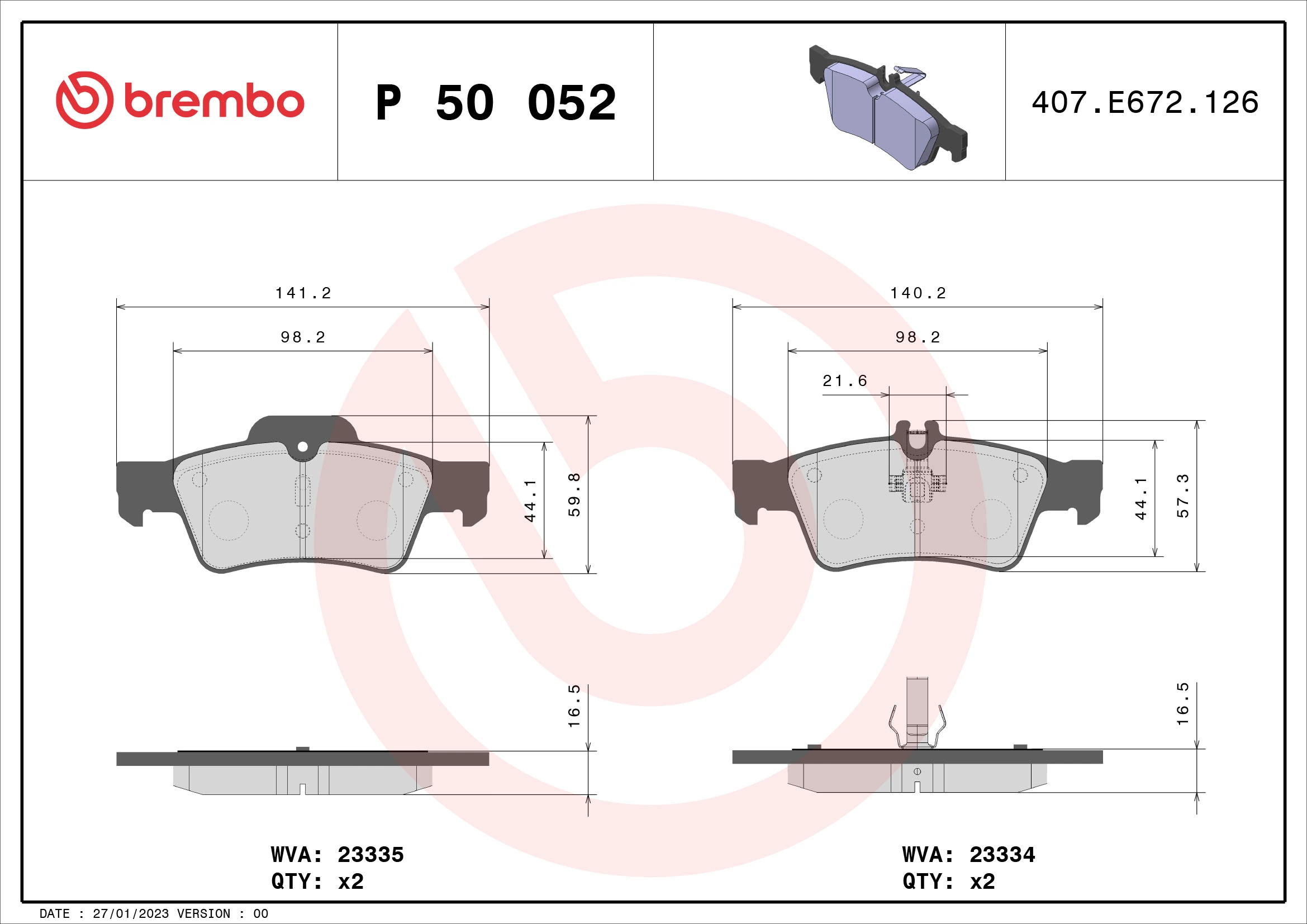 Brake Pad Set, disc brake PRIME LINE P 50 052