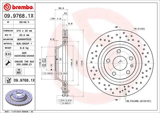 Brake Disc XTRA LINE - Xtra 09.9768.1X