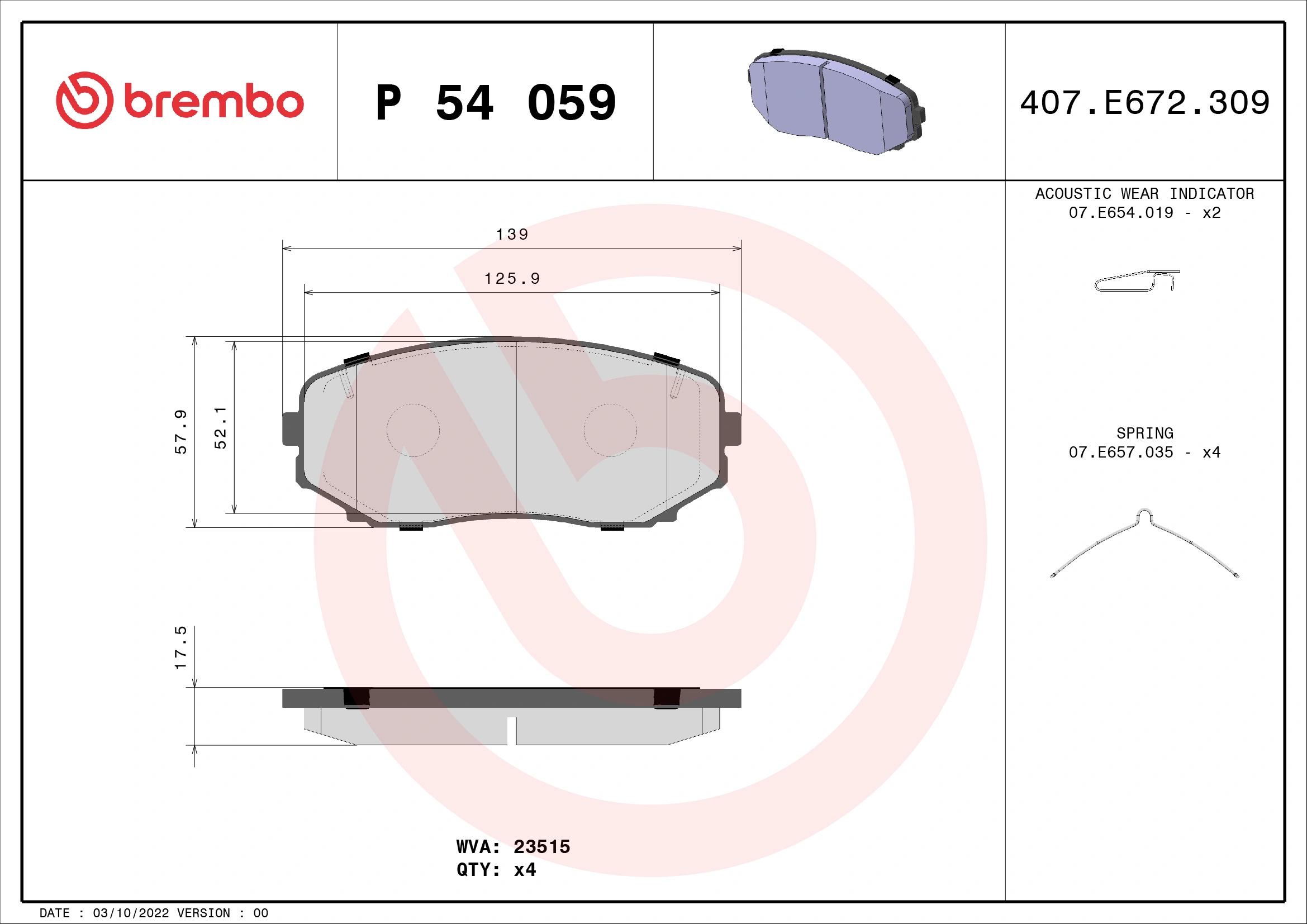 Brake Pad Set, disc brake PRIME LINE P 54 059