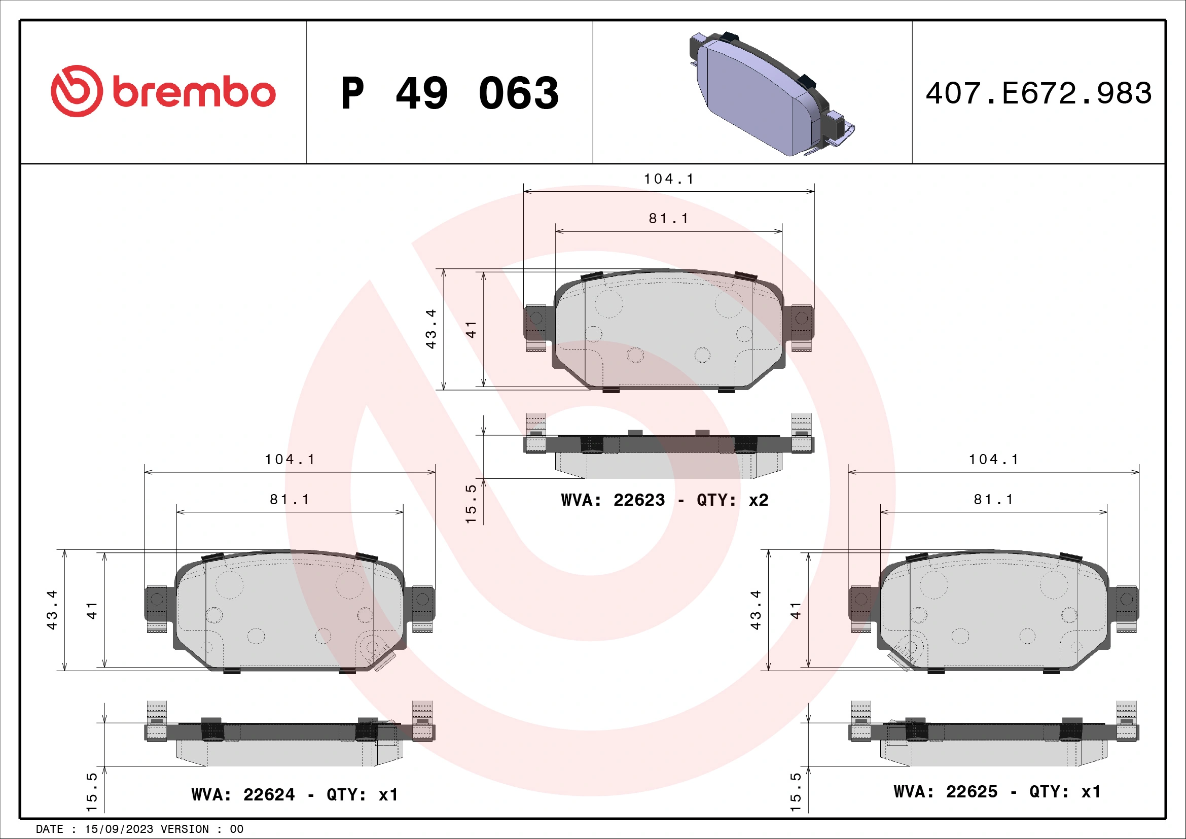 Brake Pad Set, disc brake PRIME LINE P 49 063