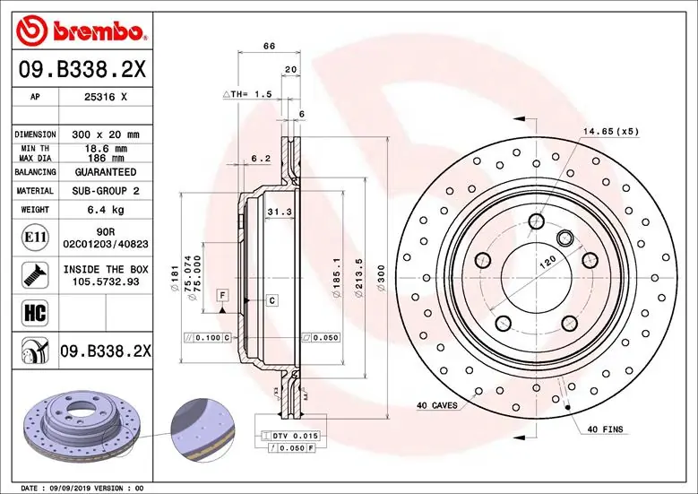 Brake Disc XTRA LINE - Xtra 09.B338.2X