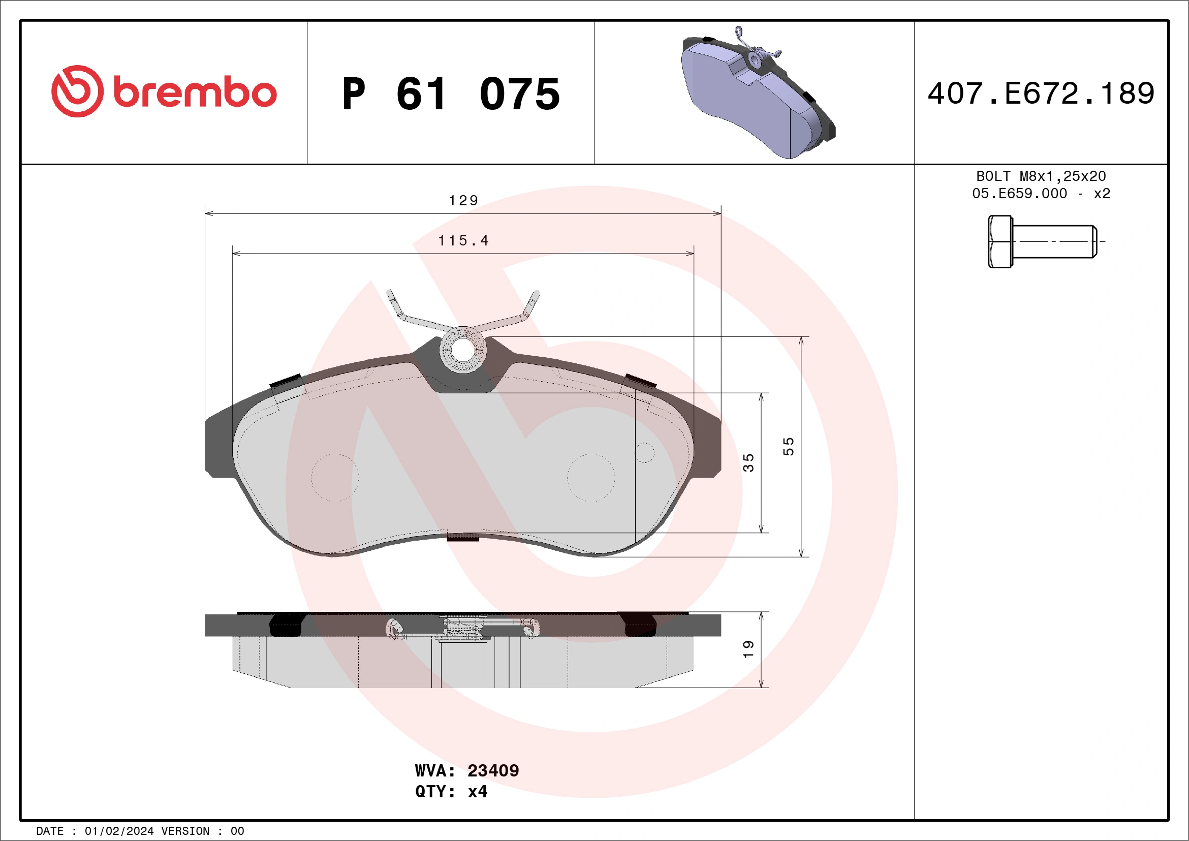 Brake Pad Set, disc brake PRIME LINE P 61 075