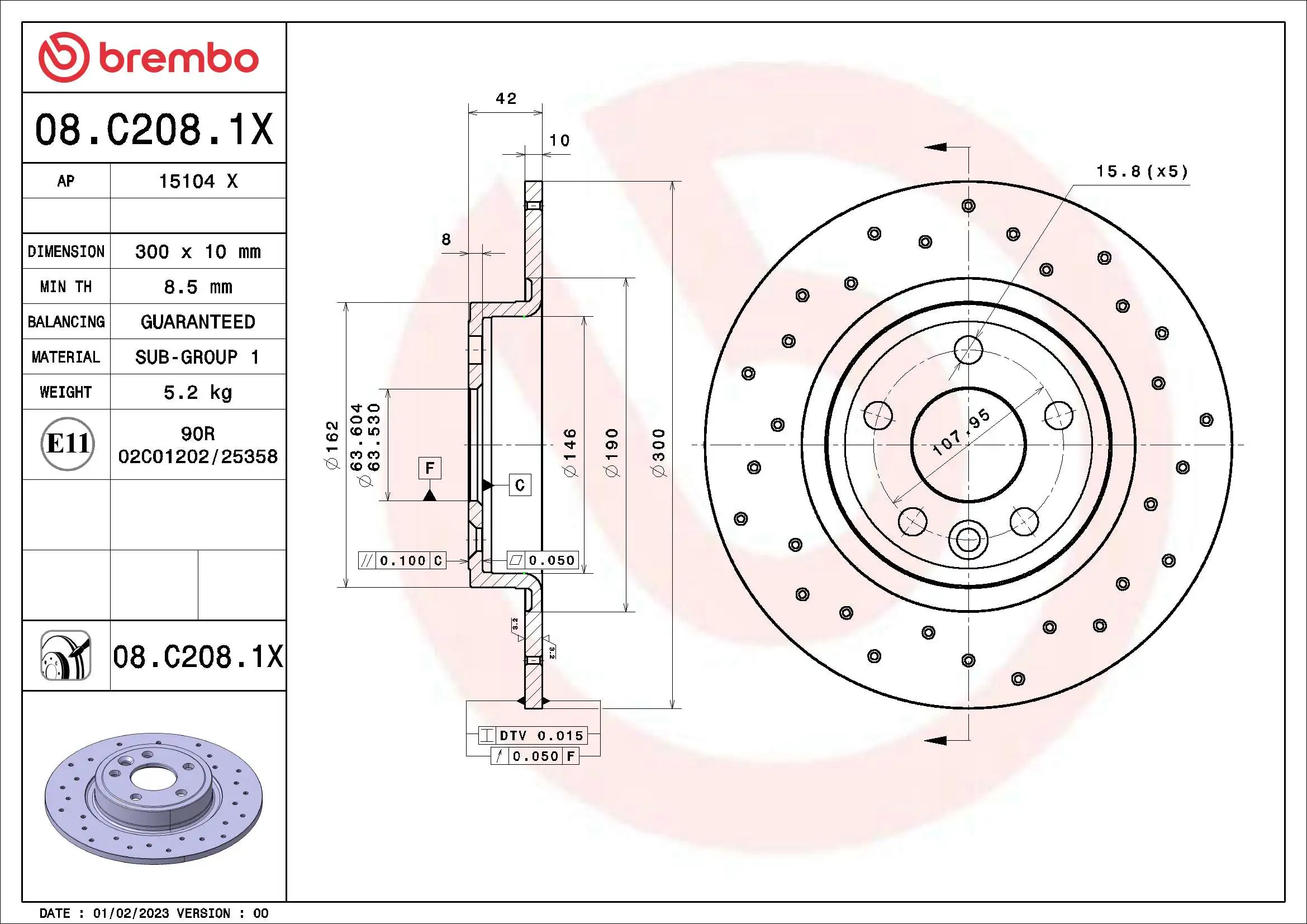 Brake Disc XTRA LINE - Xtra 08.C208.1X