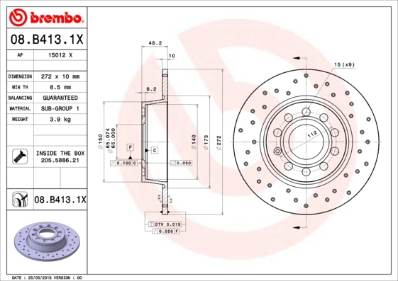 Brake Disc XTRA LINE - Xtra 08.B413.1X