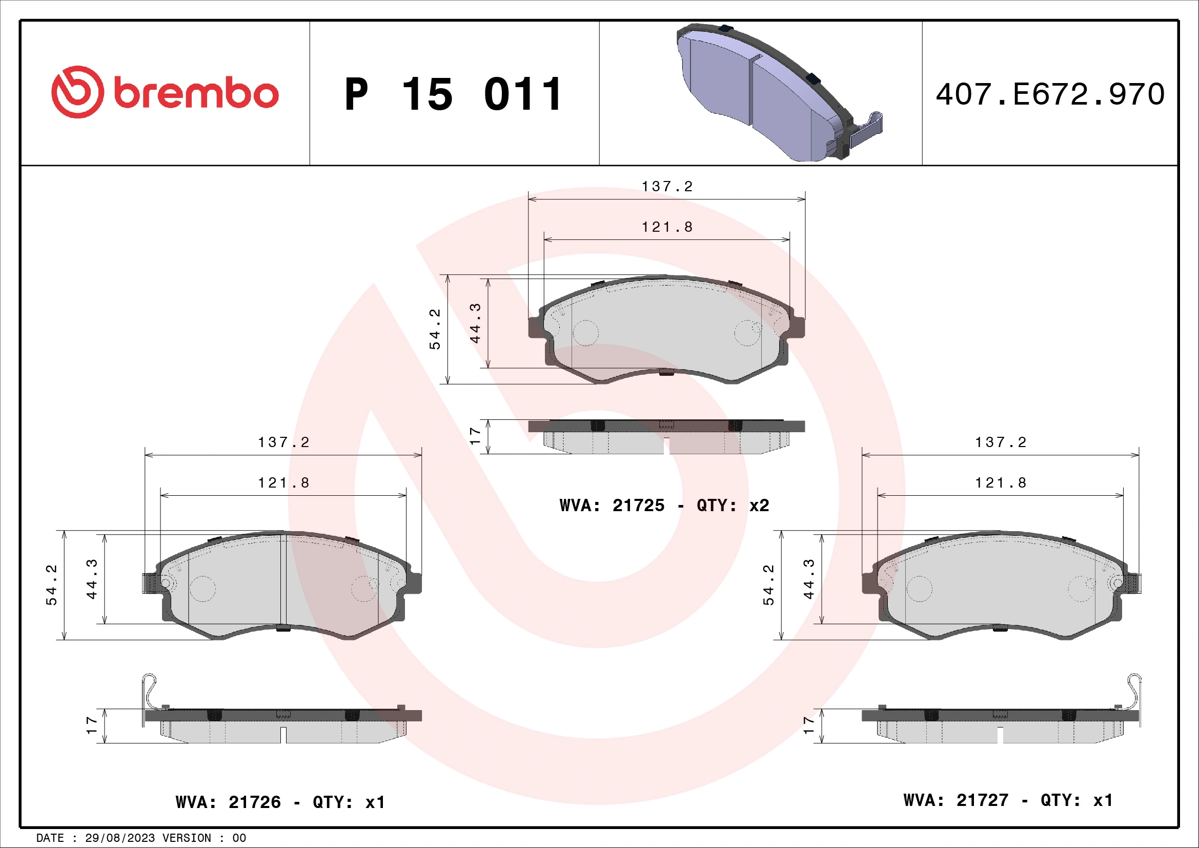 Brake Pad Set, disc brake PRIME LINE P 15 011