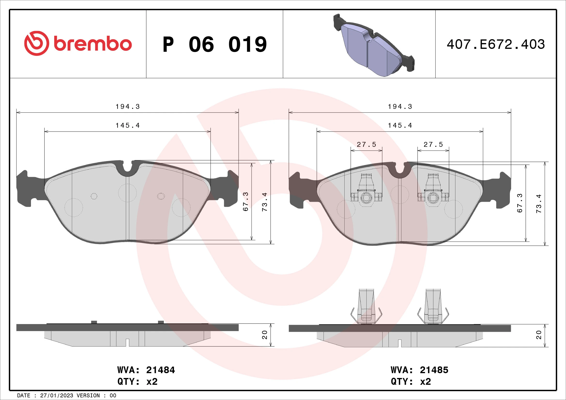 Brake Pad Set, disc brake PRIME LINE P 06 019