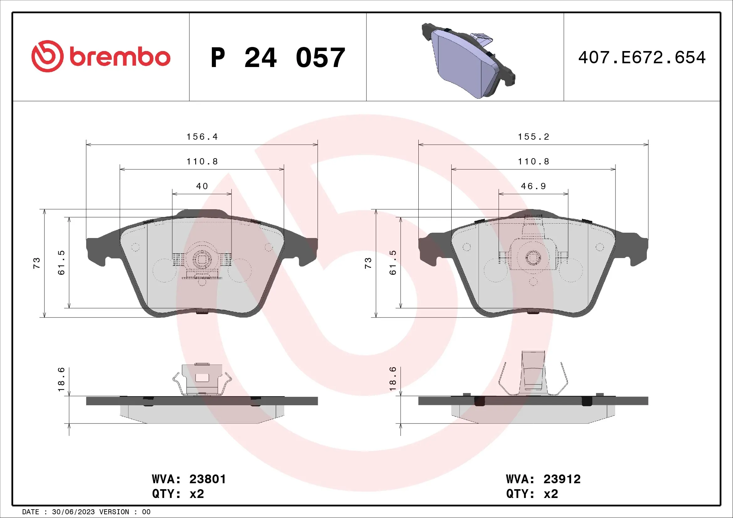 Brake Pad Set, disc brake PRIME LINE P 24 057