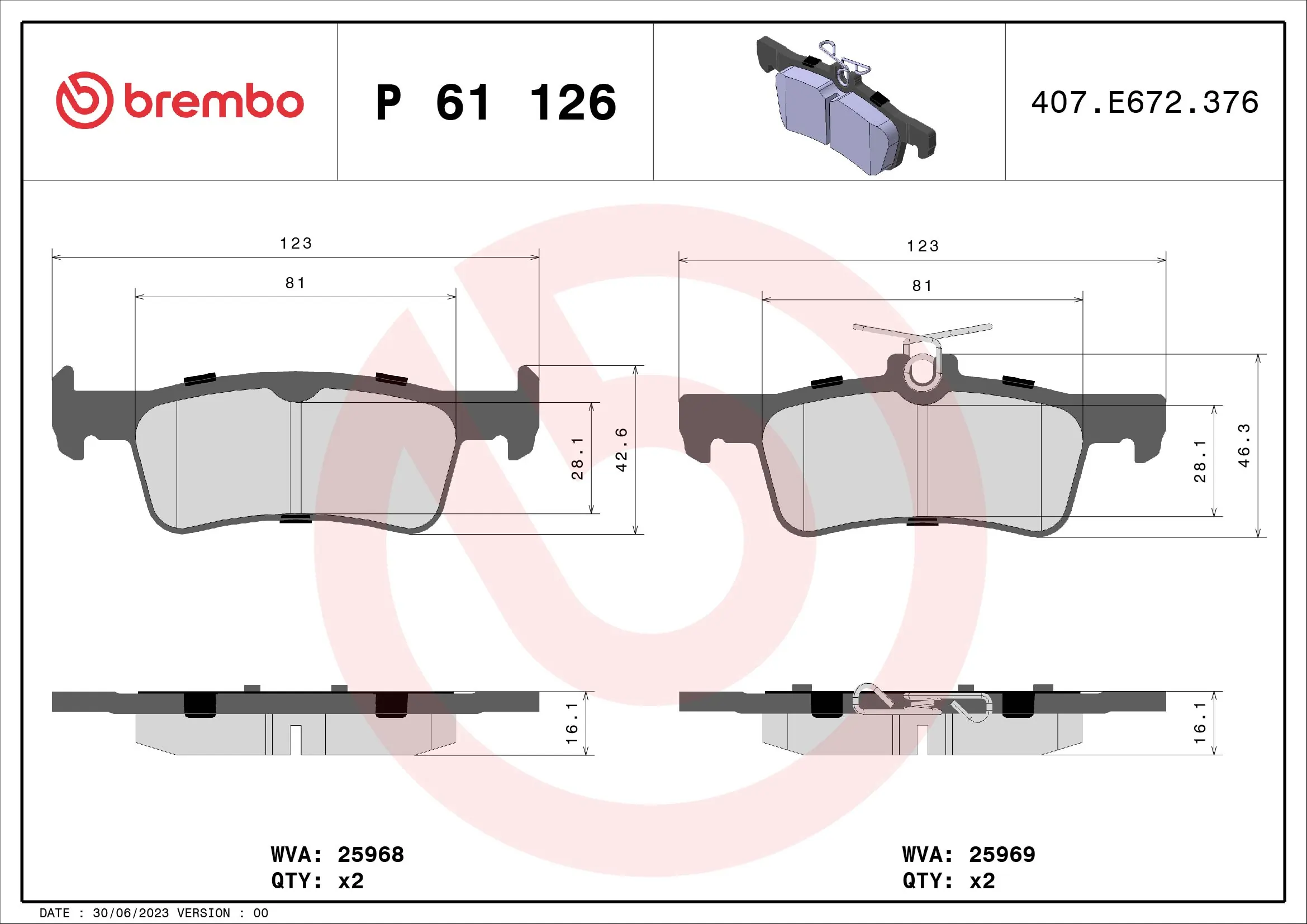 Brake Pad Set, disc brake PRIME LINE P 61 126