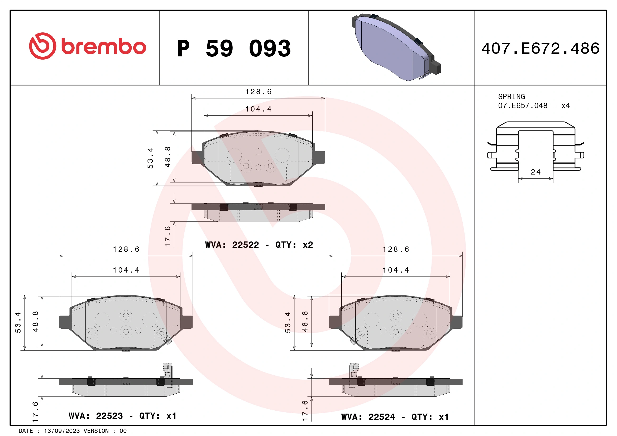Brake Pad Set, disc brake PRIME LINE P 59 093