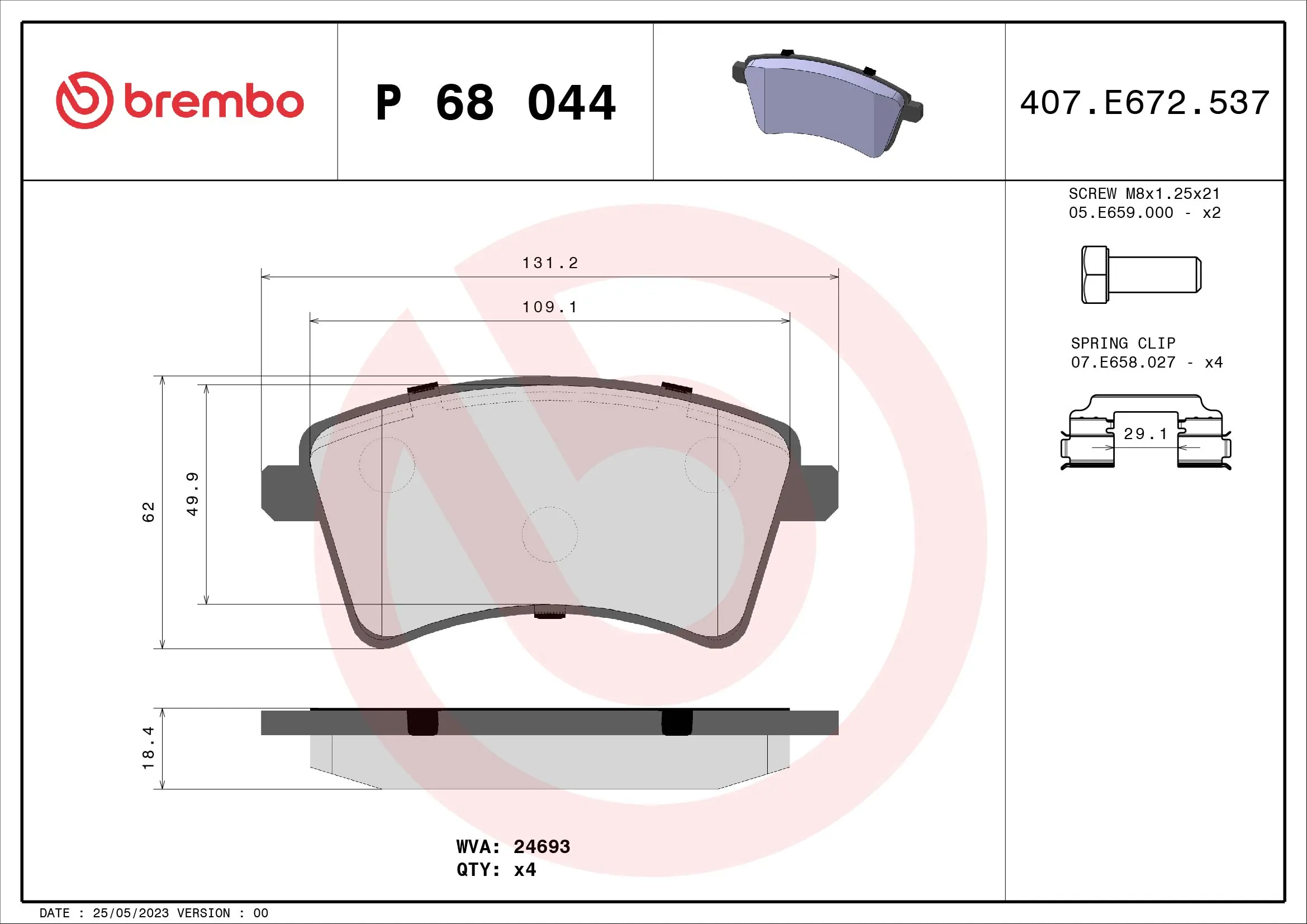 Brake Pad Set, disc brake PRIME LINE P 68 044