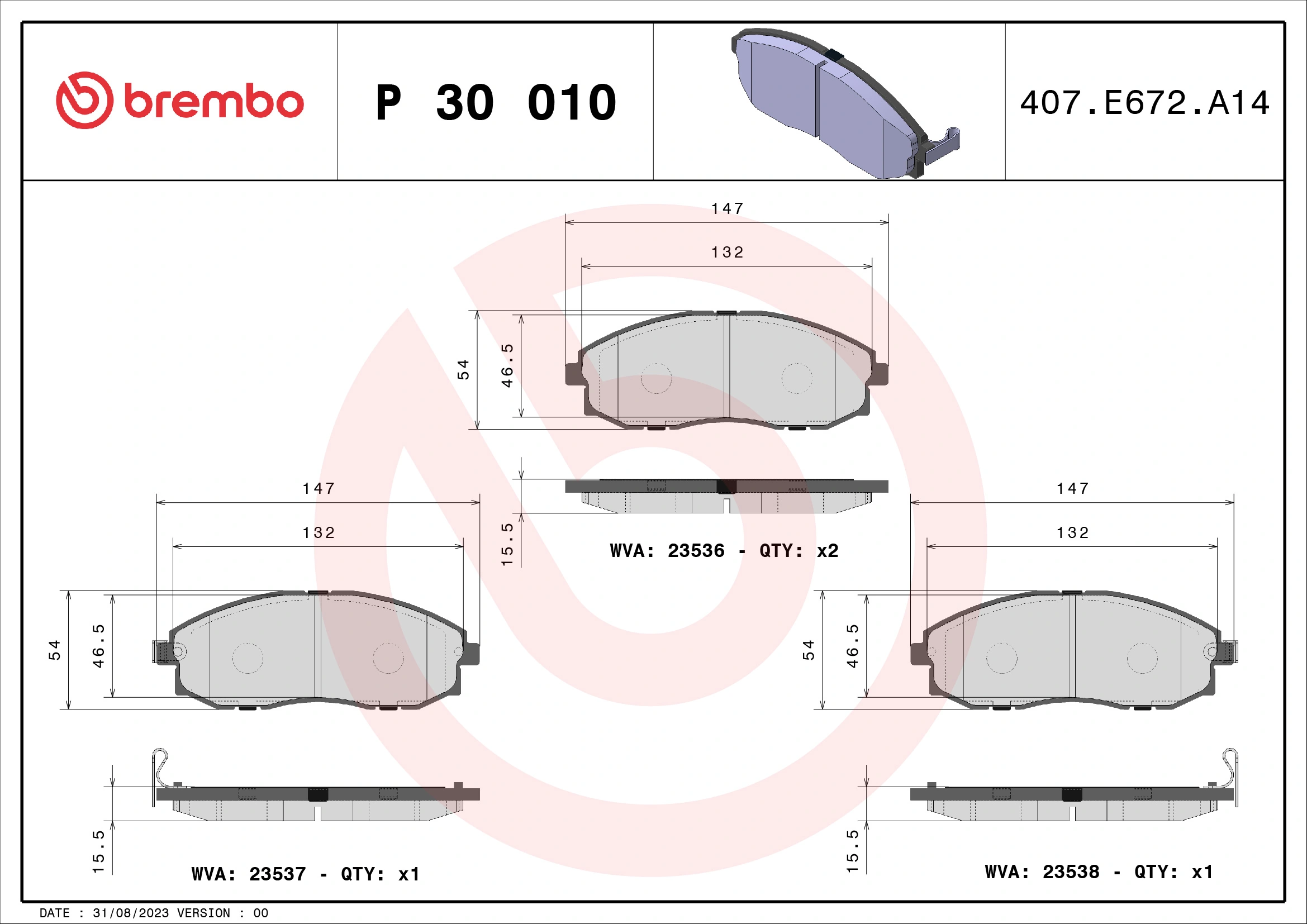 Brake Pad Set, disc brake PRIME LINE P 30 010