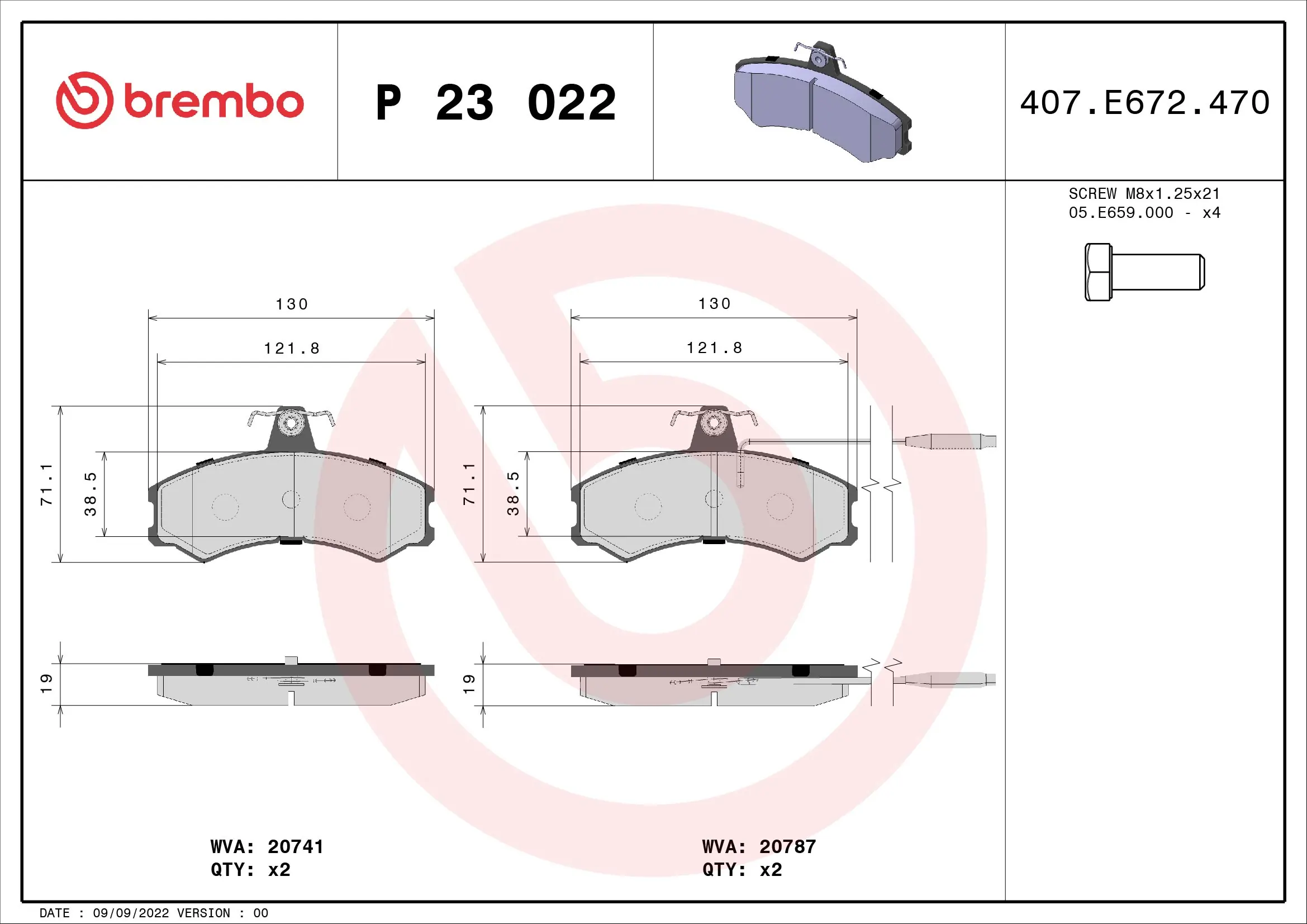 Brake Pad Set, disc brake PRIME LINE P 23 022